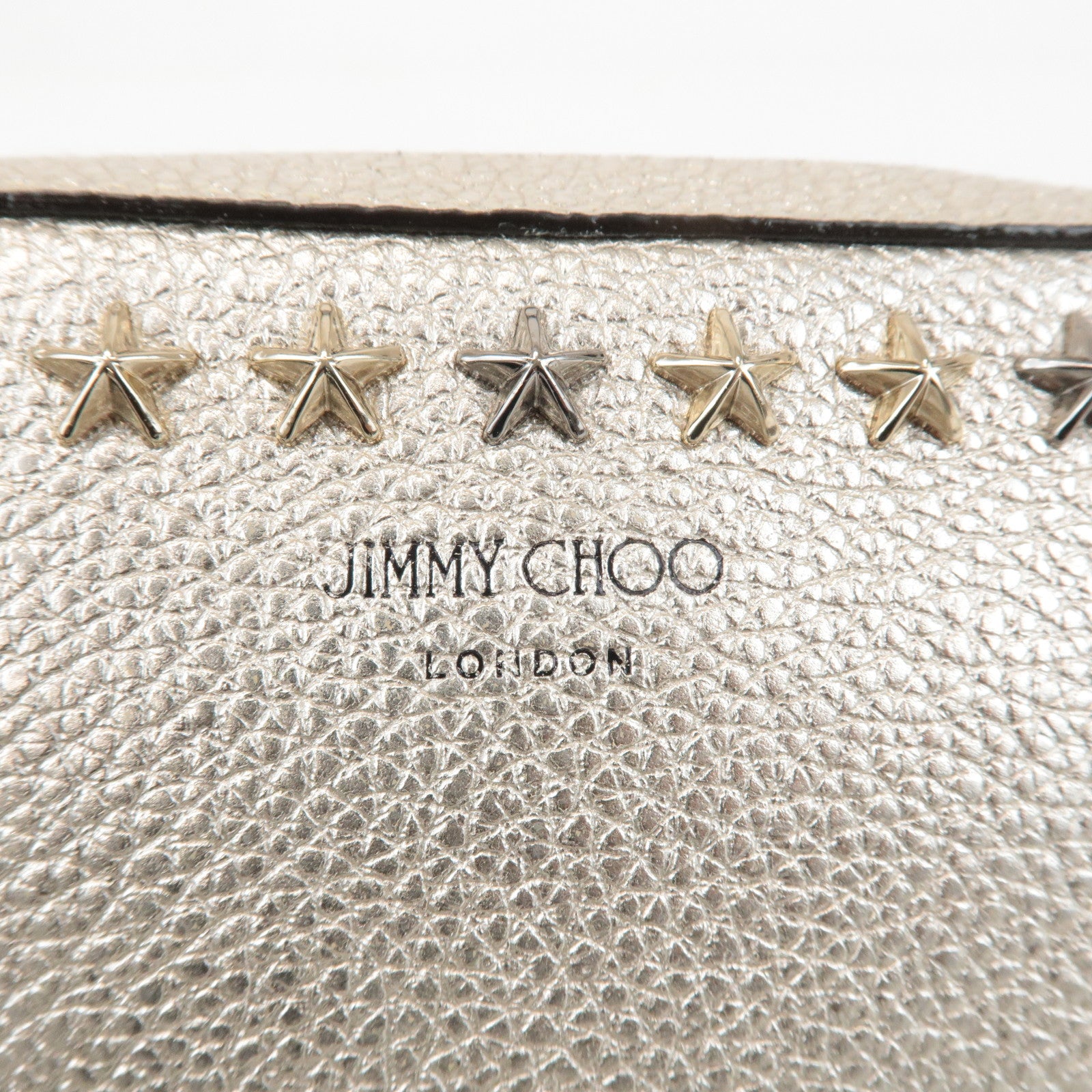 JIMMY CHOO Leather Studs Small Shoulder Bag Silver Used