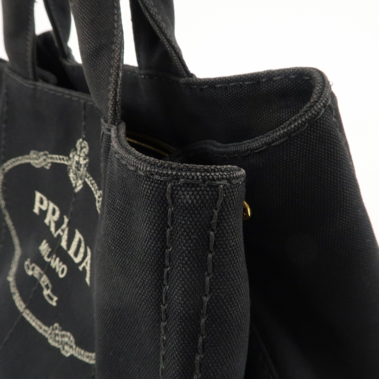 PRADA Canapa Canvas 2Way Hand Bag Tote Bag Black 1BG642