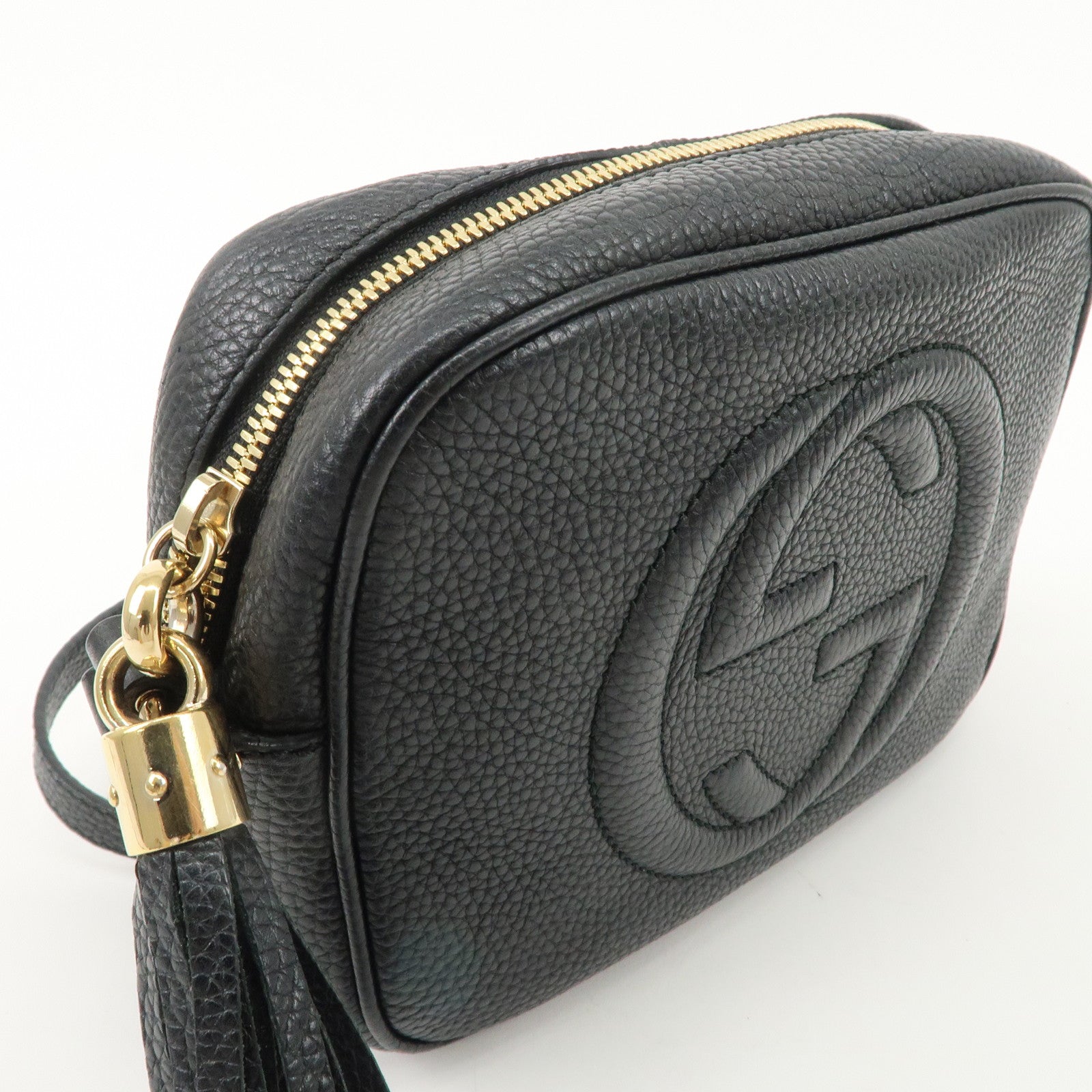 GUCCI SOHO Leather Small Disco Shoulder Bag Black 308364