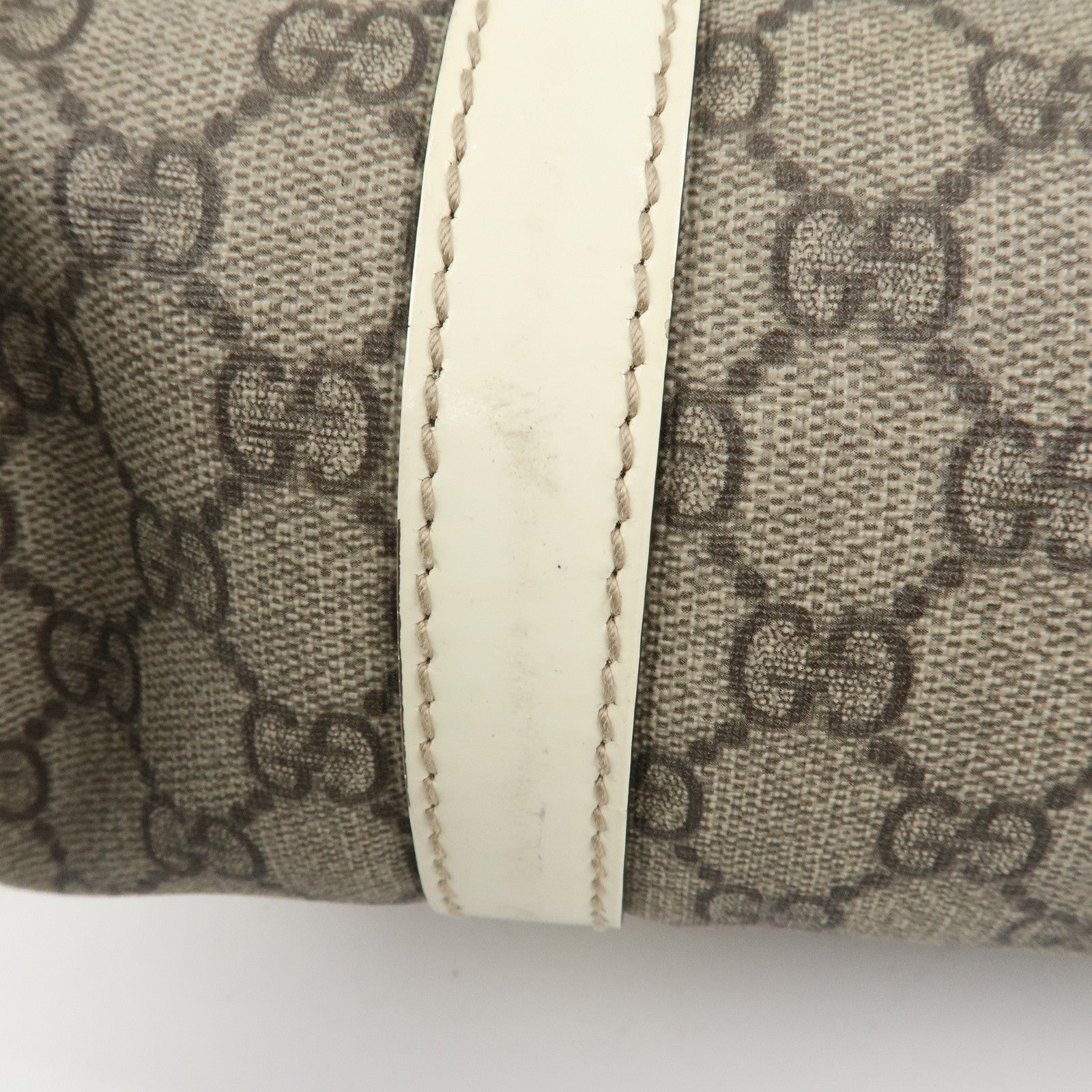 GUCCI GG Supreme Patent Leather Shoulder Bag Beige White 203494 Used