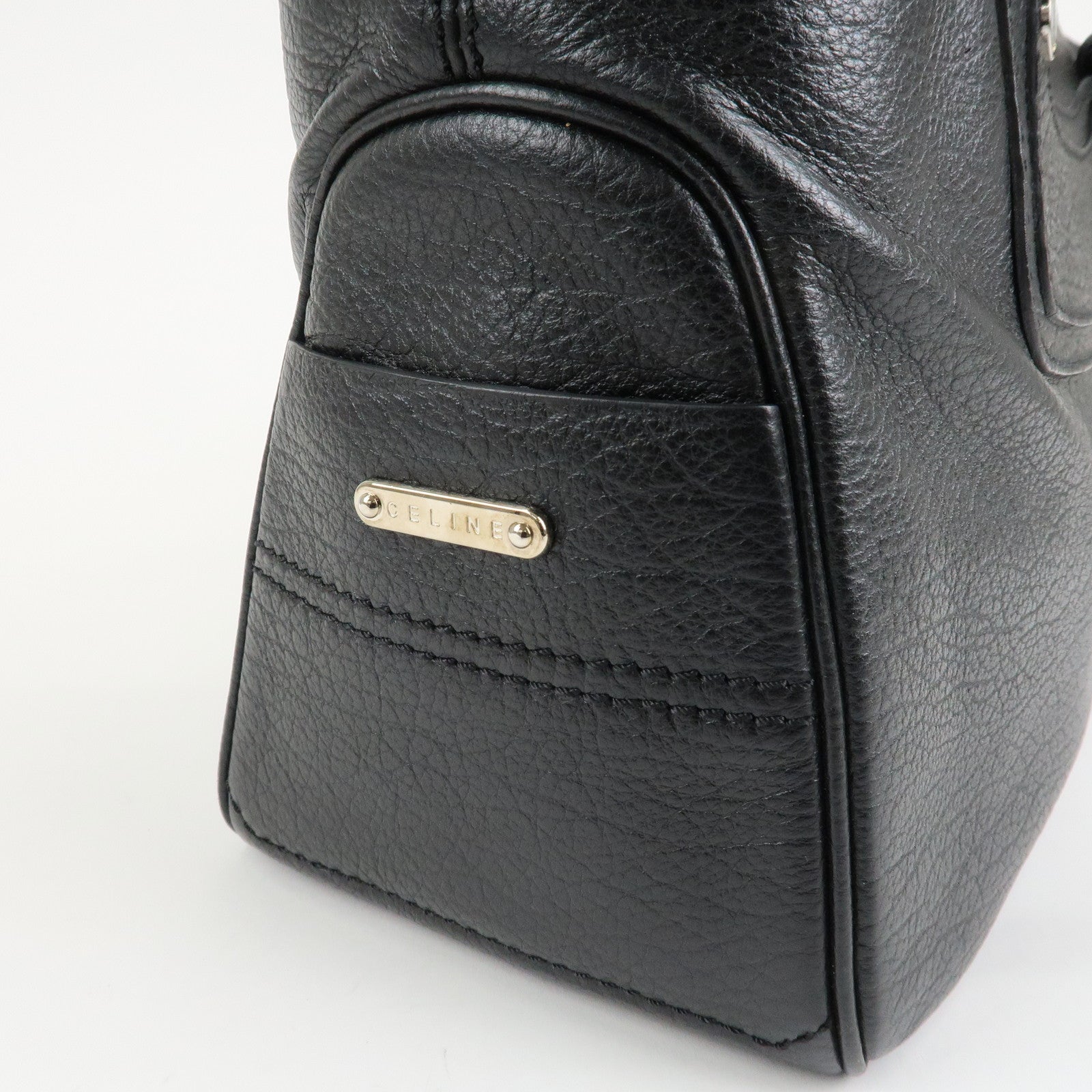 CELINE Macadam Engraved Leather Boogie Bag Hand Bag Black Used