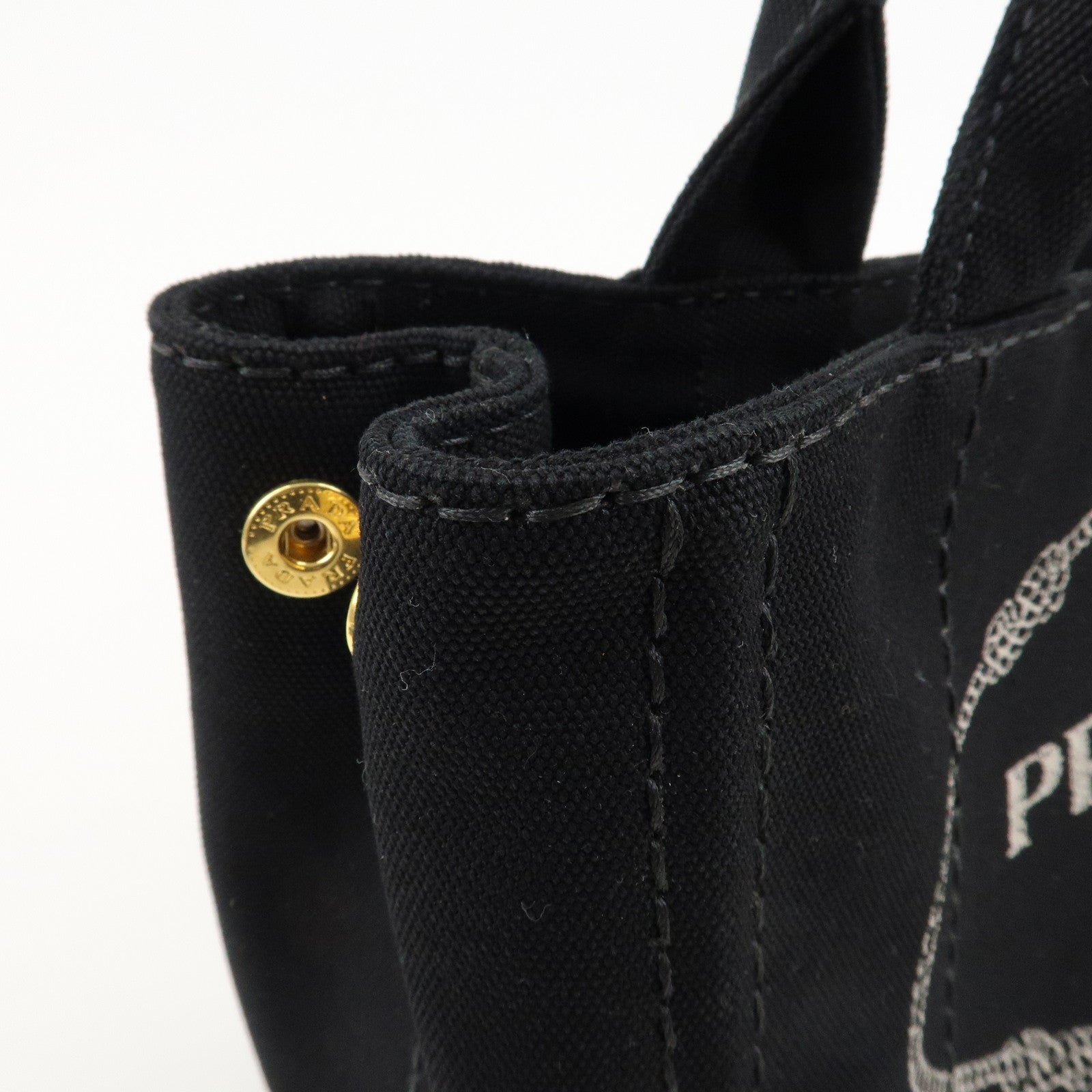 PRADA Logo Canapa Canvas 2way Tote Bag Hand Bag Black BN2642