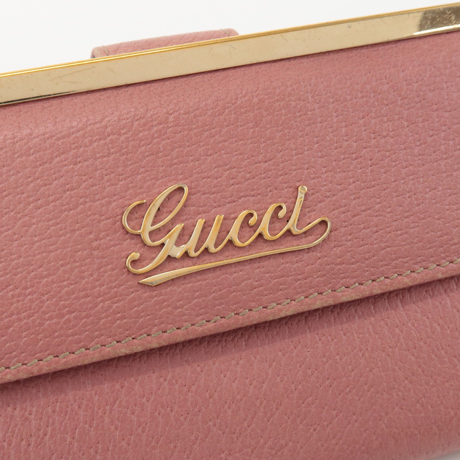 GUCCI Leather Bi-fold Long Wallet Pink 170370