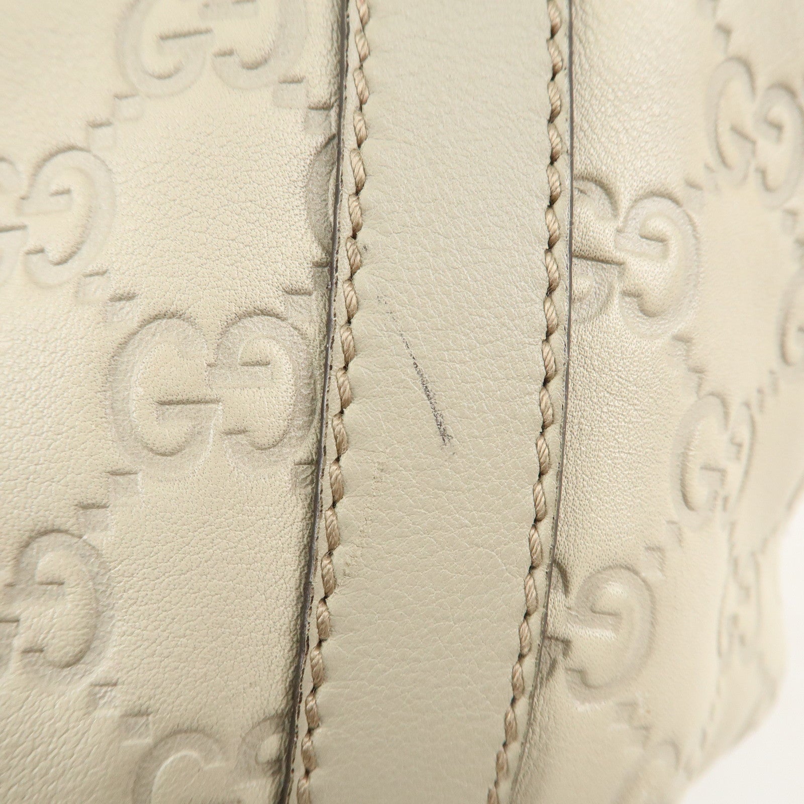 GUCCI Abbey GG Canvas Leather Shoulder Bag Ivory 211983