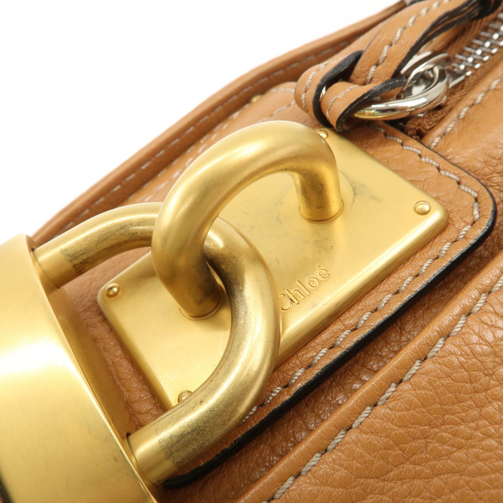 Chloe Paddington Leather Medium Hand Bag Shoulder Bag Brown Used