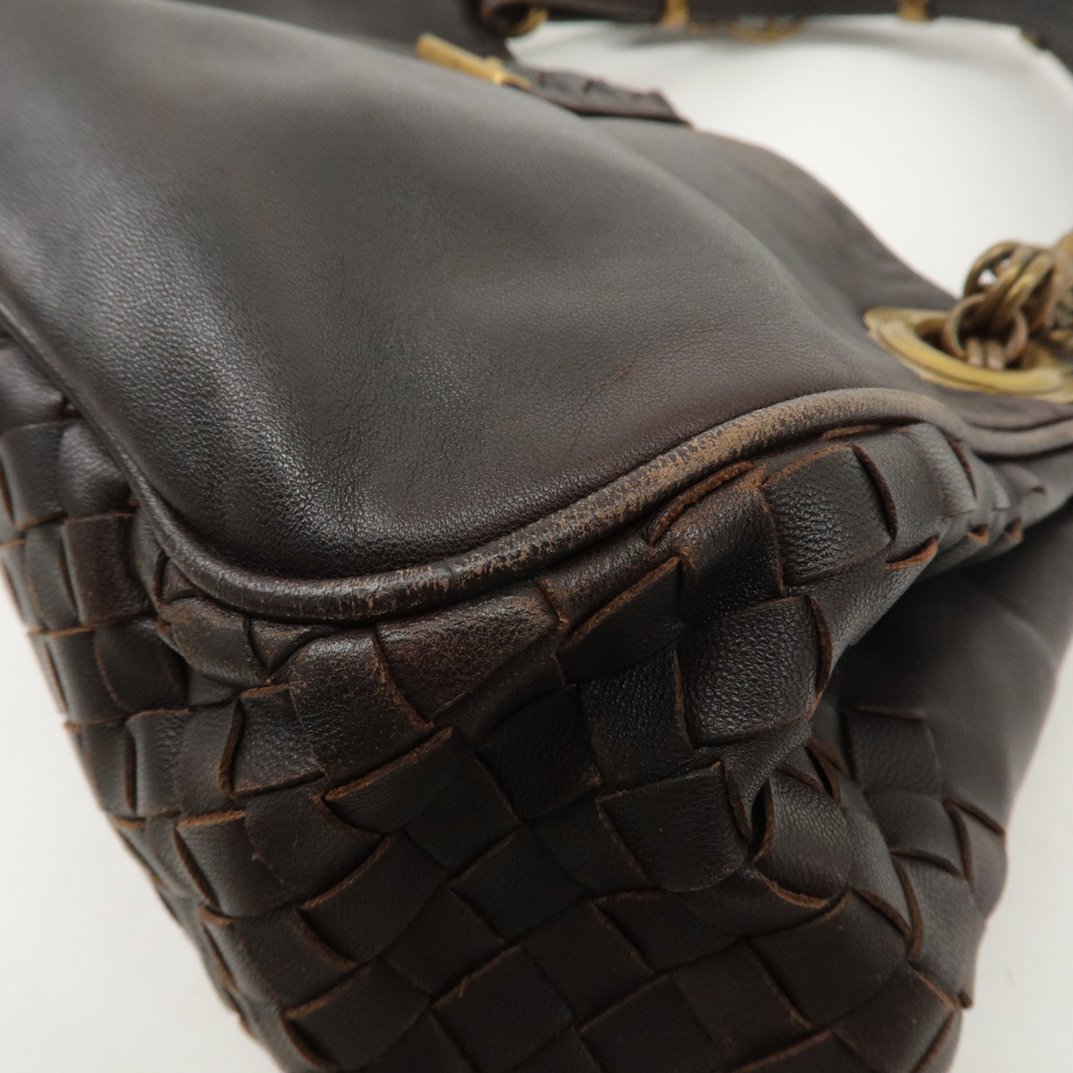 BOTTEGA VENETA Intrecciato Leather Hand Shoulder Bag Brown 162114