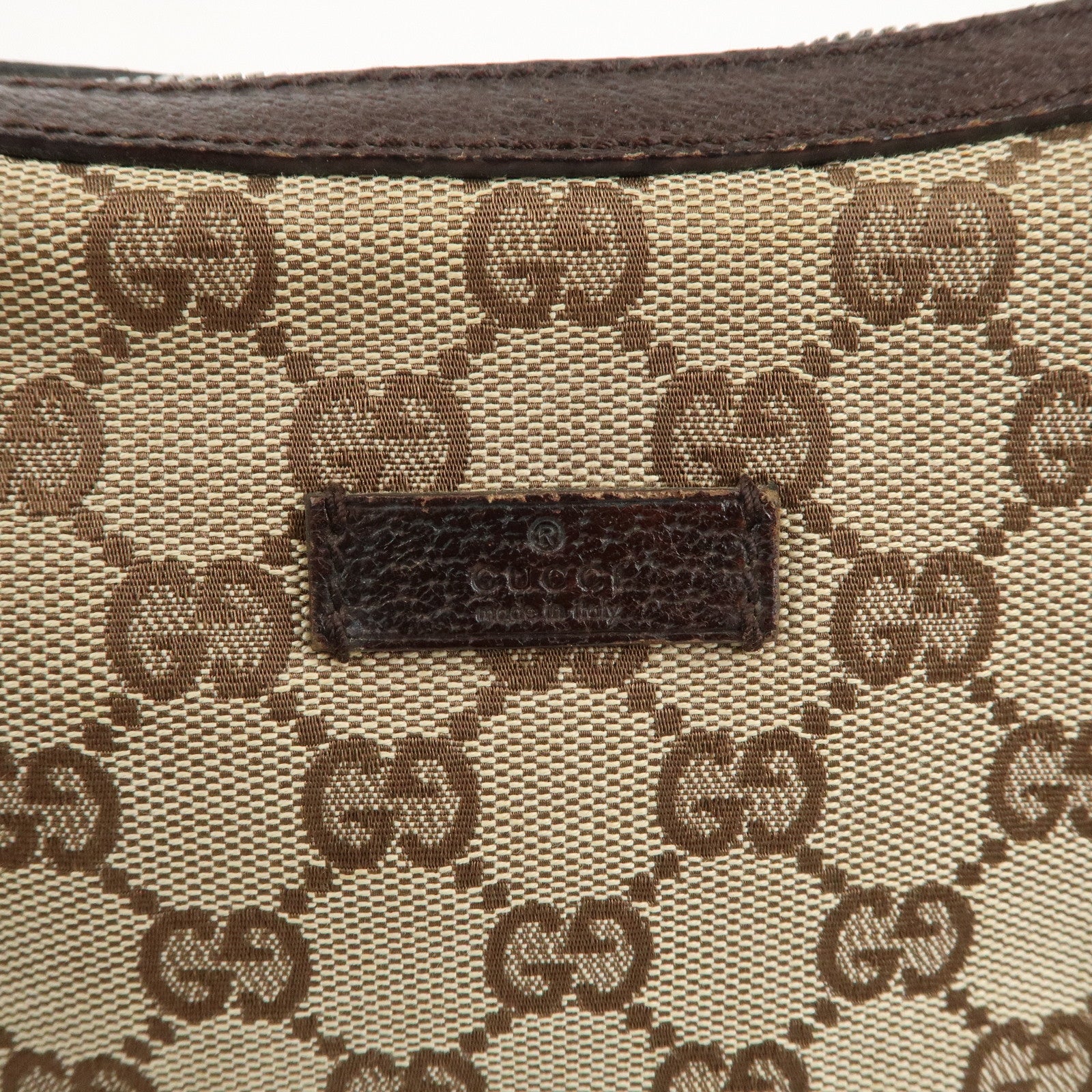 GUCCI GG Canvas Leather Shoulder Bag Beige Brown 122790