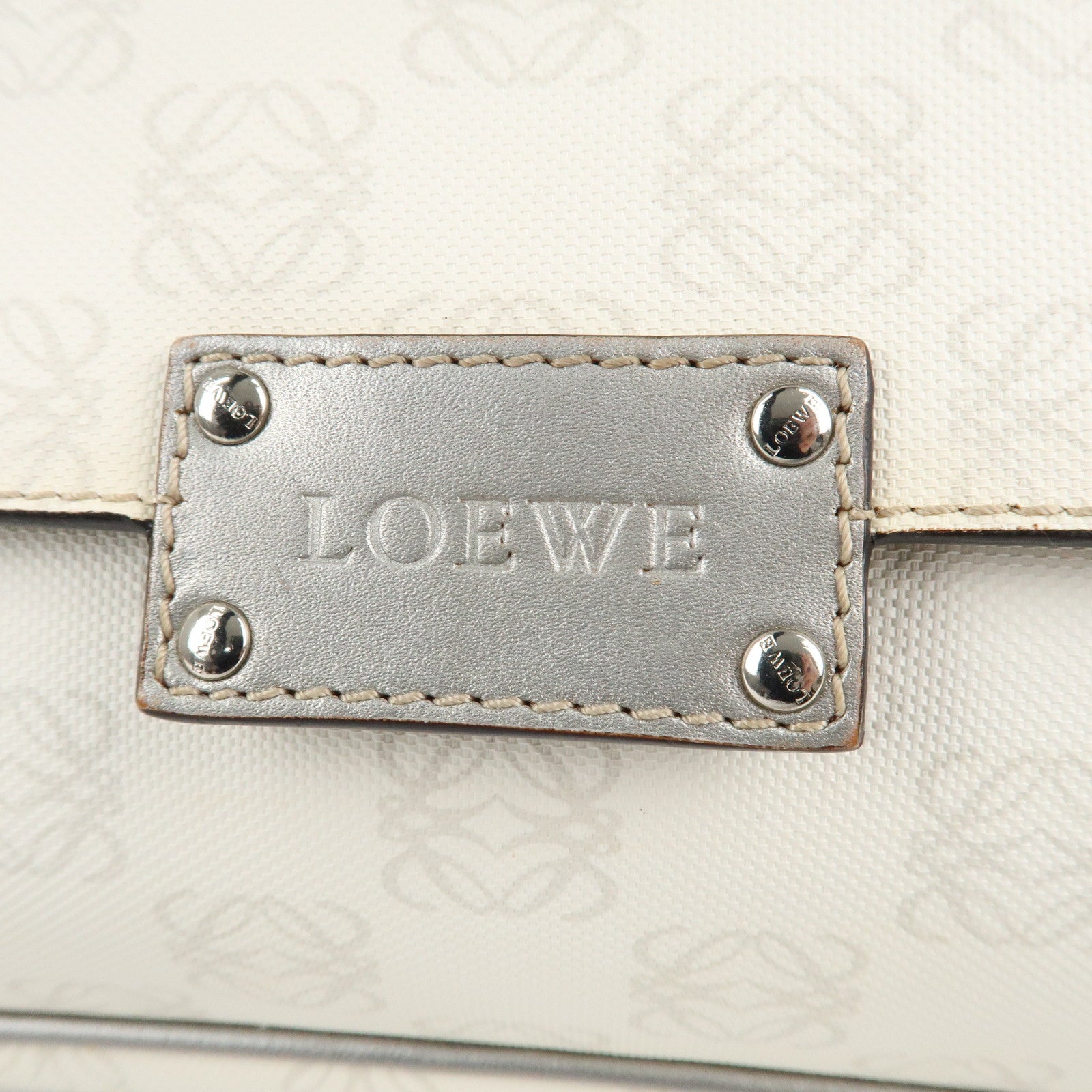 LOEWE Anagram Canvas Leather One-Shoulder Bag Ivory 290711