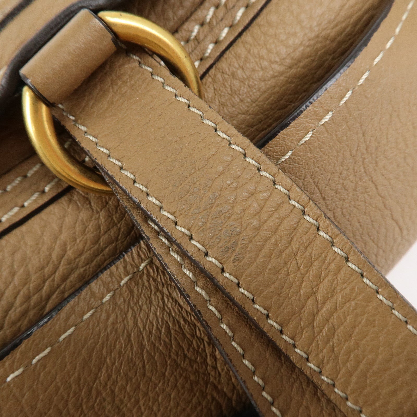 Chloe Marcie Leather Shoulder Bag Hand Bag Beige Used