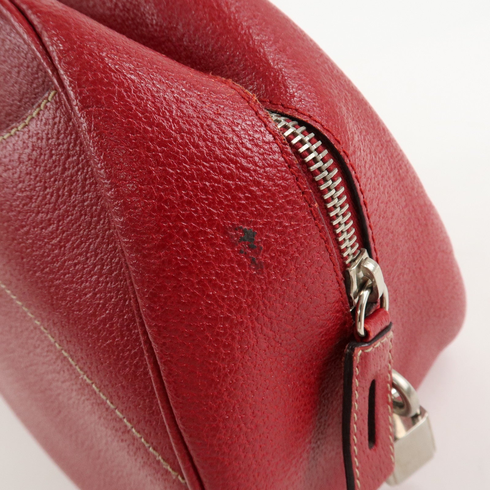 PRADA Leather Shoulder Bag Hand Bag Red B10748 F/S