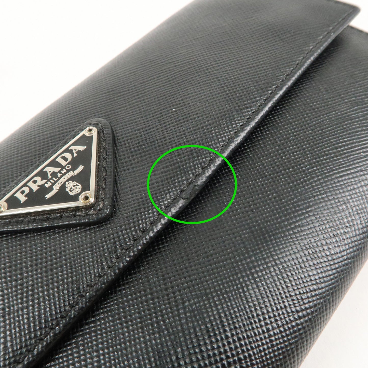 PRADA Logo Saffiano Leather Bi-fold Long Wallet Purse Black