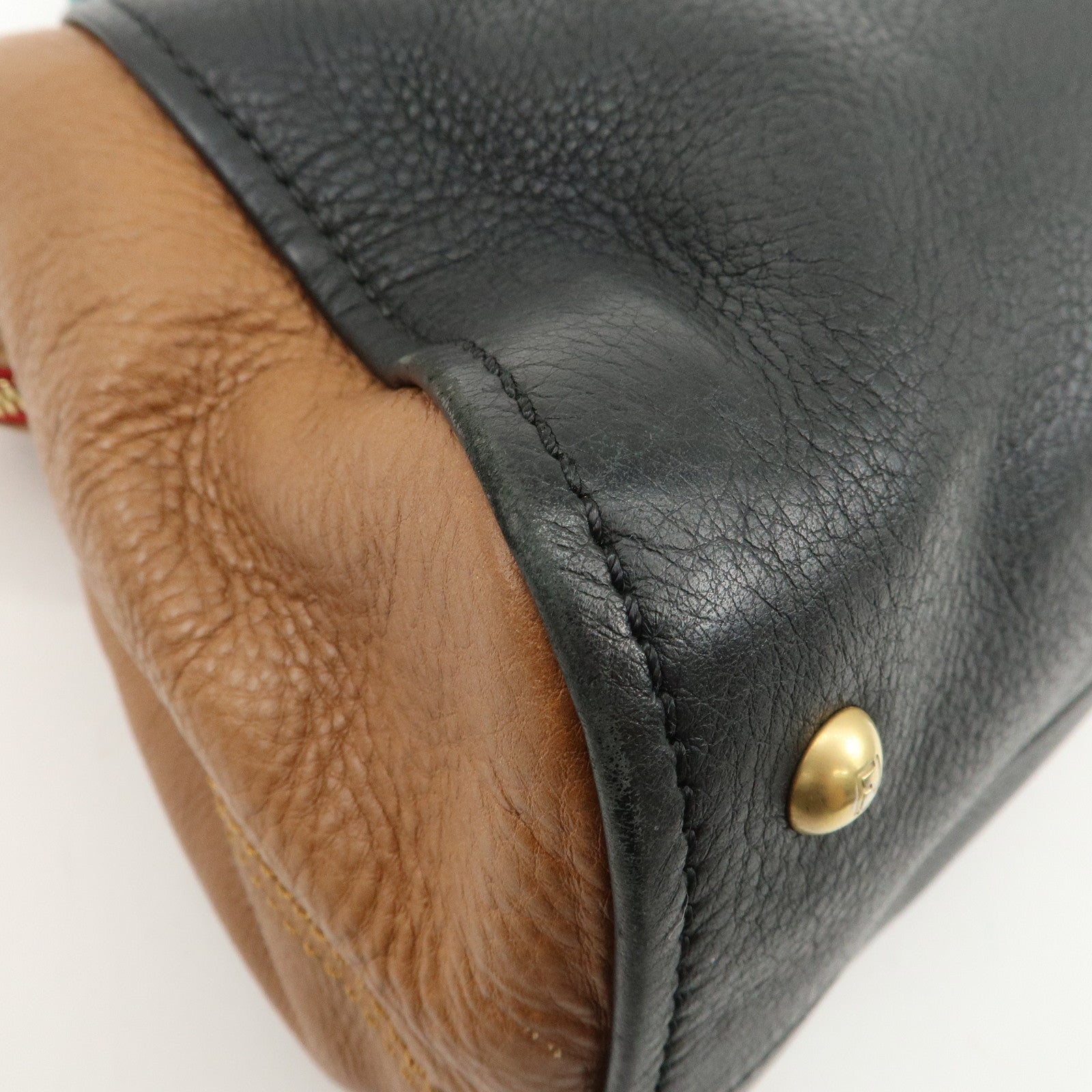 FENDI Cameleon Leather 2WAY Bag Black Brown Blue Red 8BL110 Used
