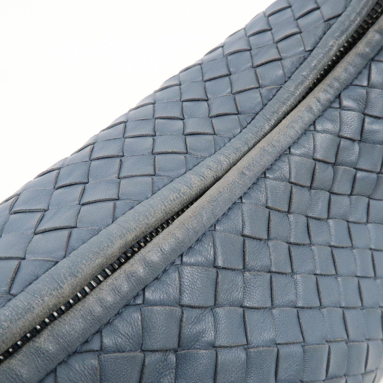 BOTTEGA VENETA Hobo Intrecciato Leather Shoulder Bag Blue 115653