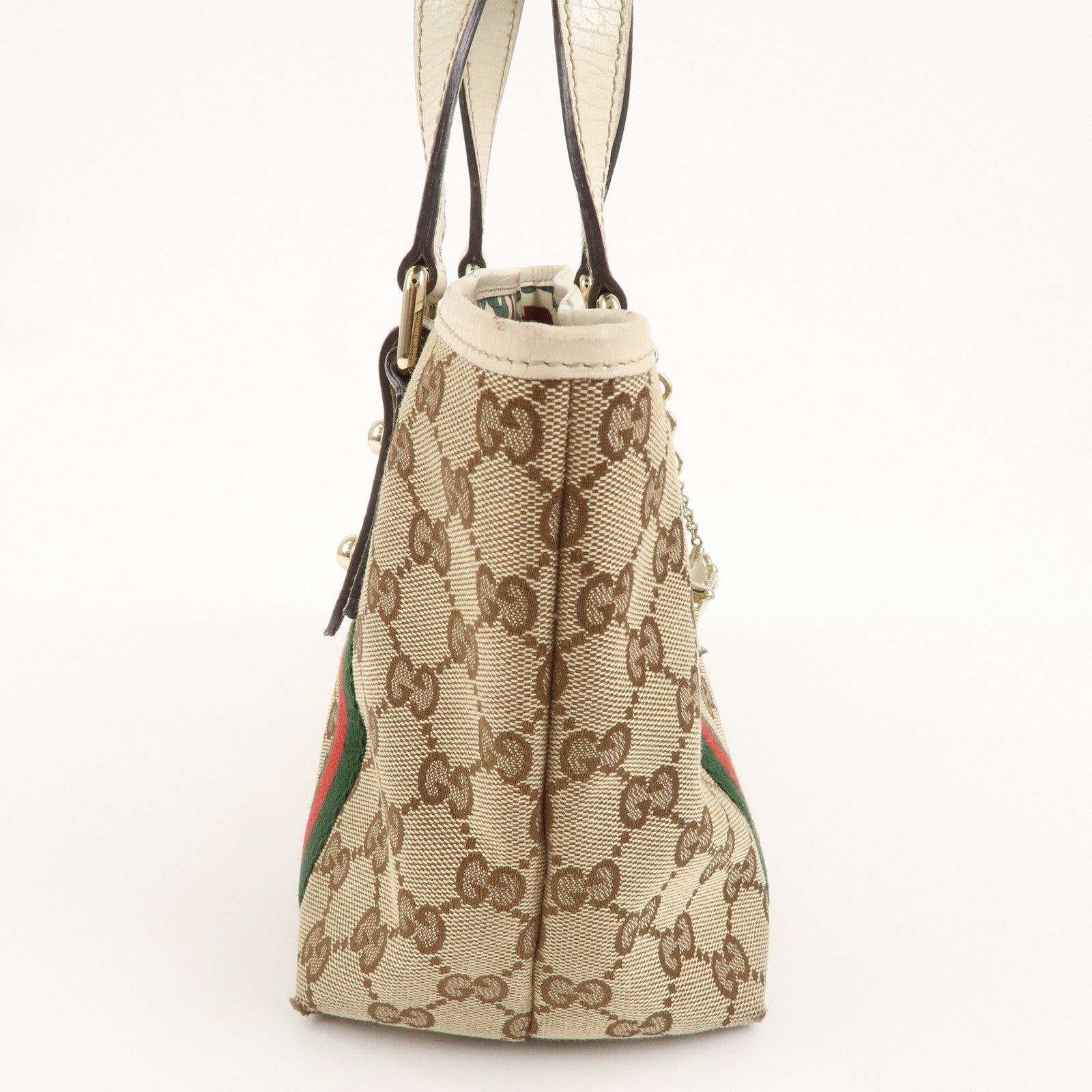 GUCCI GG Canvas Leather Hand Bag Mini Tote Beige Ivory 139261