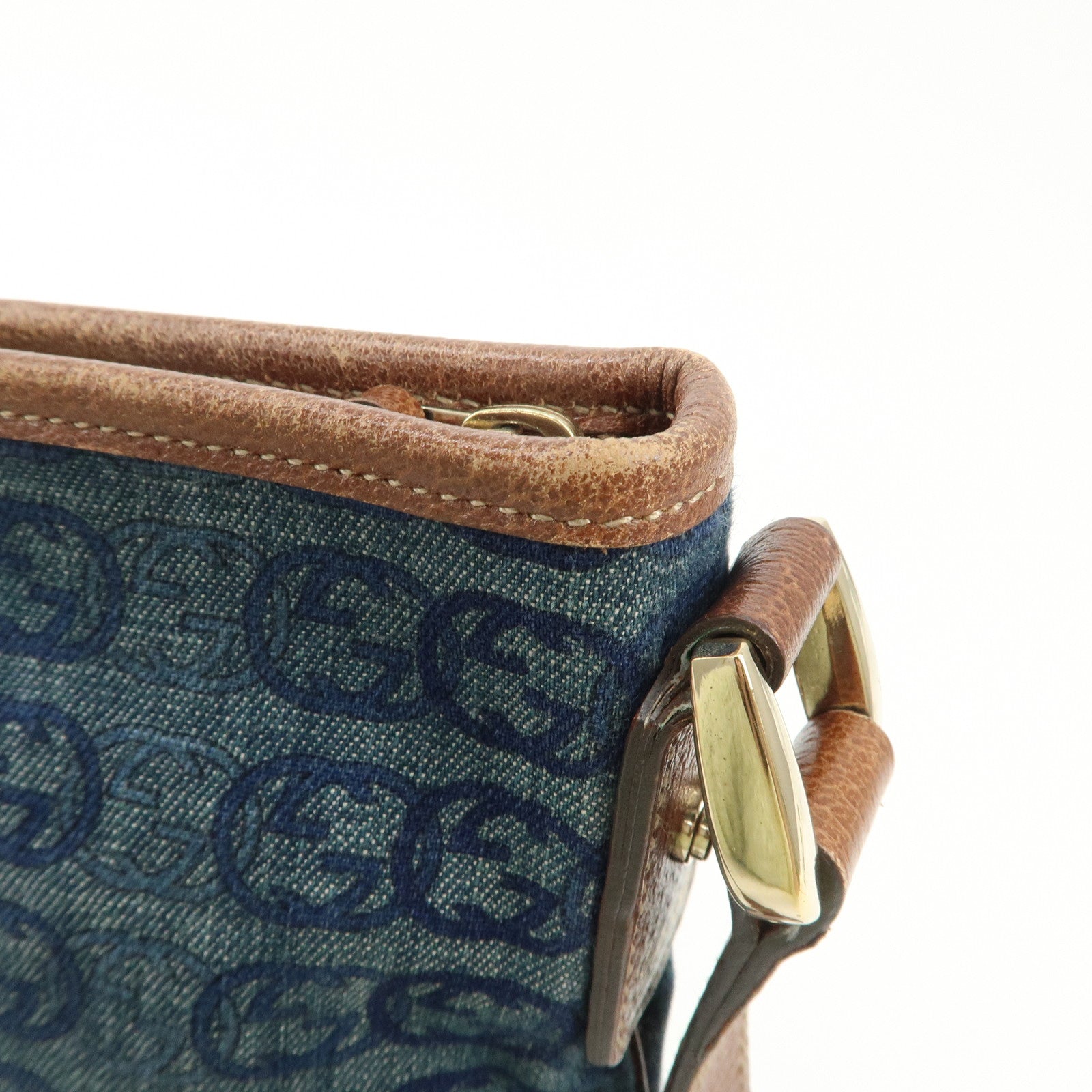 GUCCI Interlocking Abbey Denim Leather Shoulder Bag 131326 Used