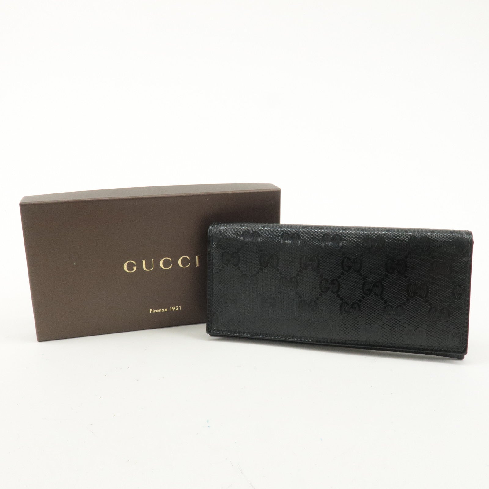 GUCCI GG Imprime PVC Leather Long Wallet Black 244995・2149