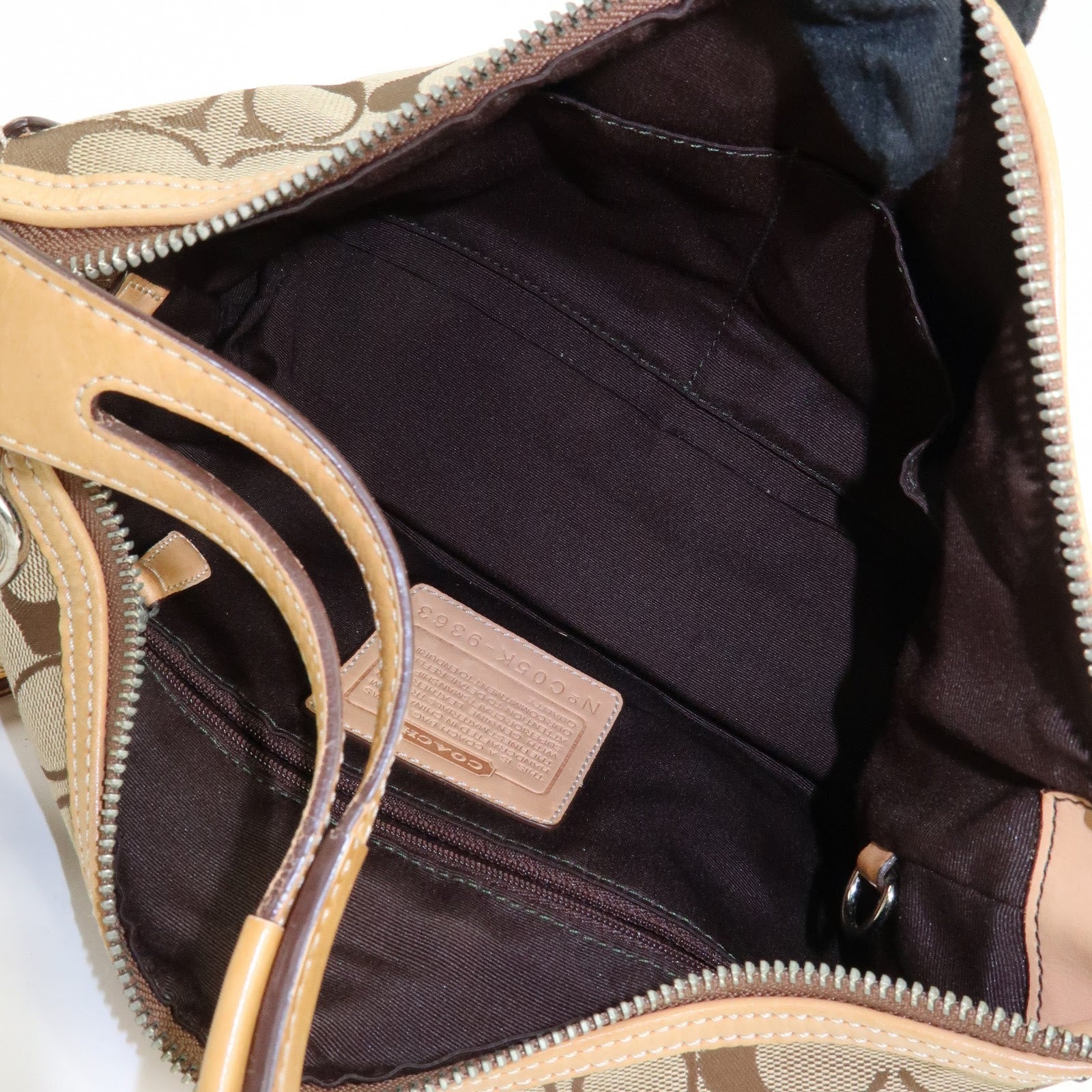 COACH Set of 2 Signature Canvas Leather Shoulder Bag Brown Black