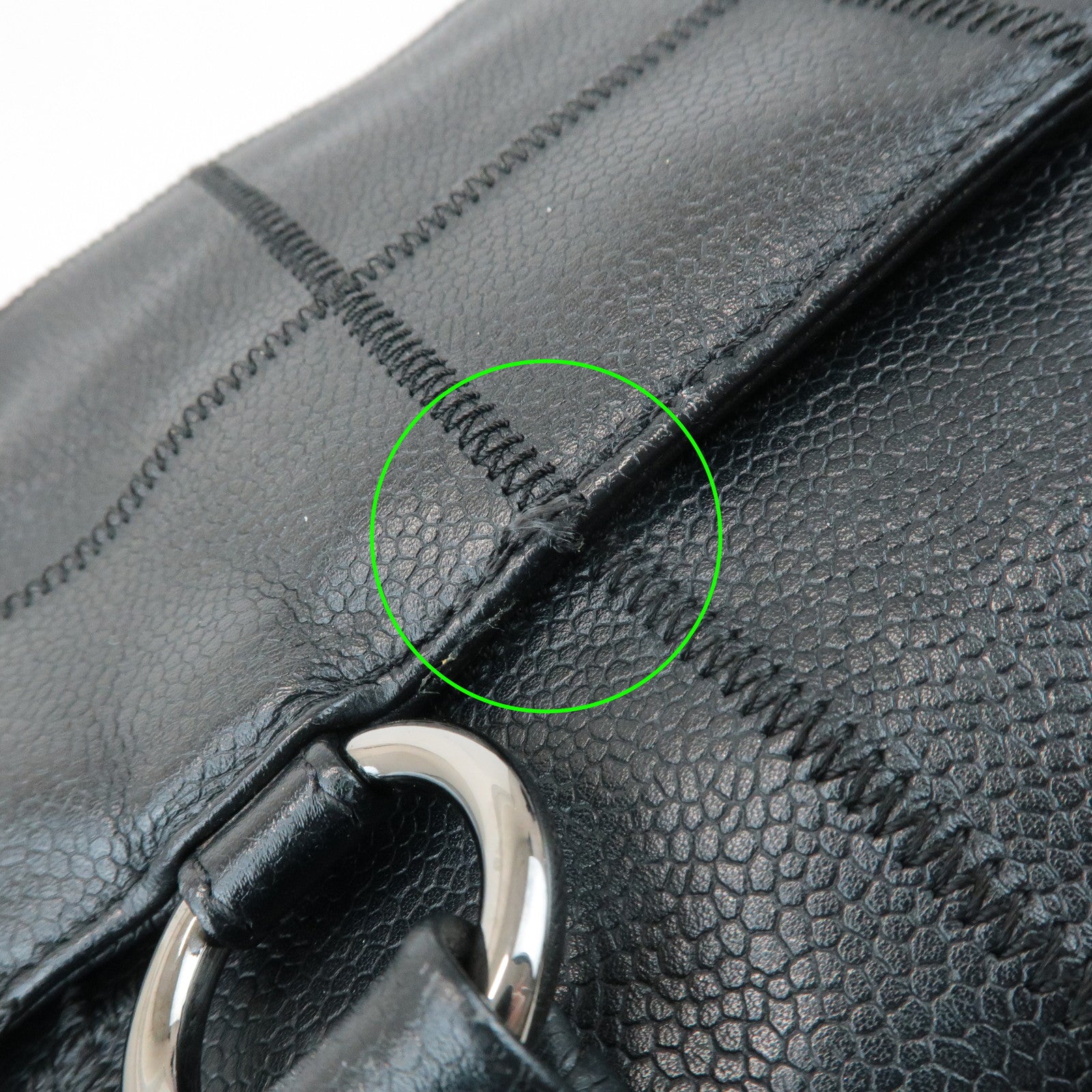 CHANEL Chocolate Bar Caviar Skin Mini Boston Bag Black A26135 Used