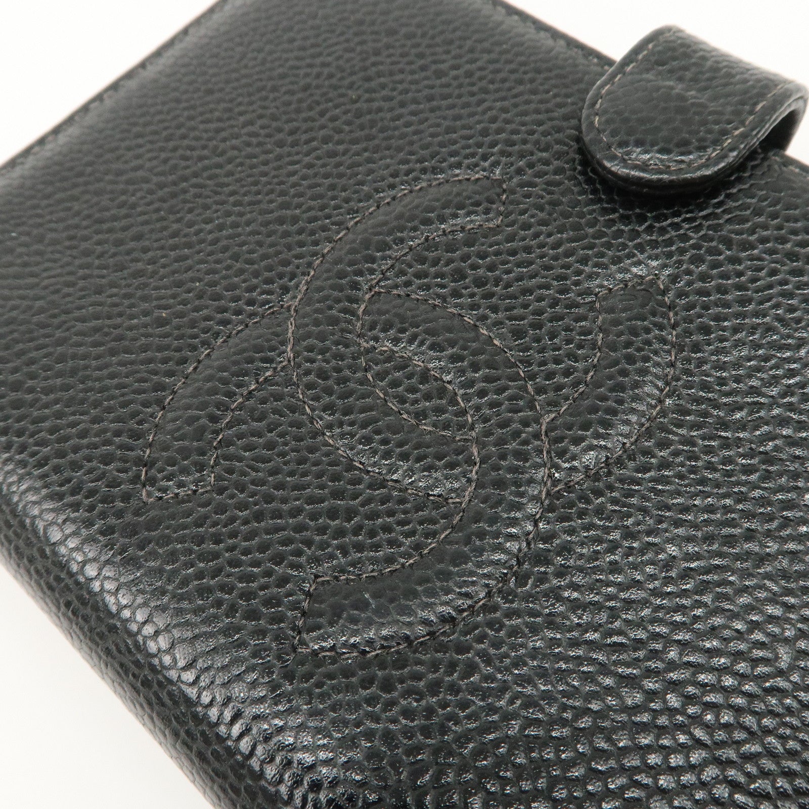 CHANEL Caviar Skin COCO Mark Planner Cover Black Used