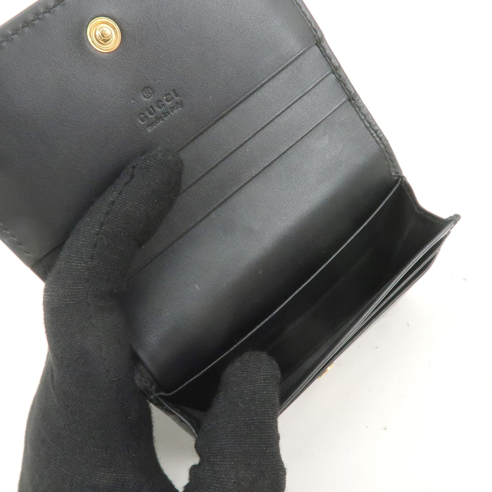 GUCCI Guccissima Leather Card Case Black 410120