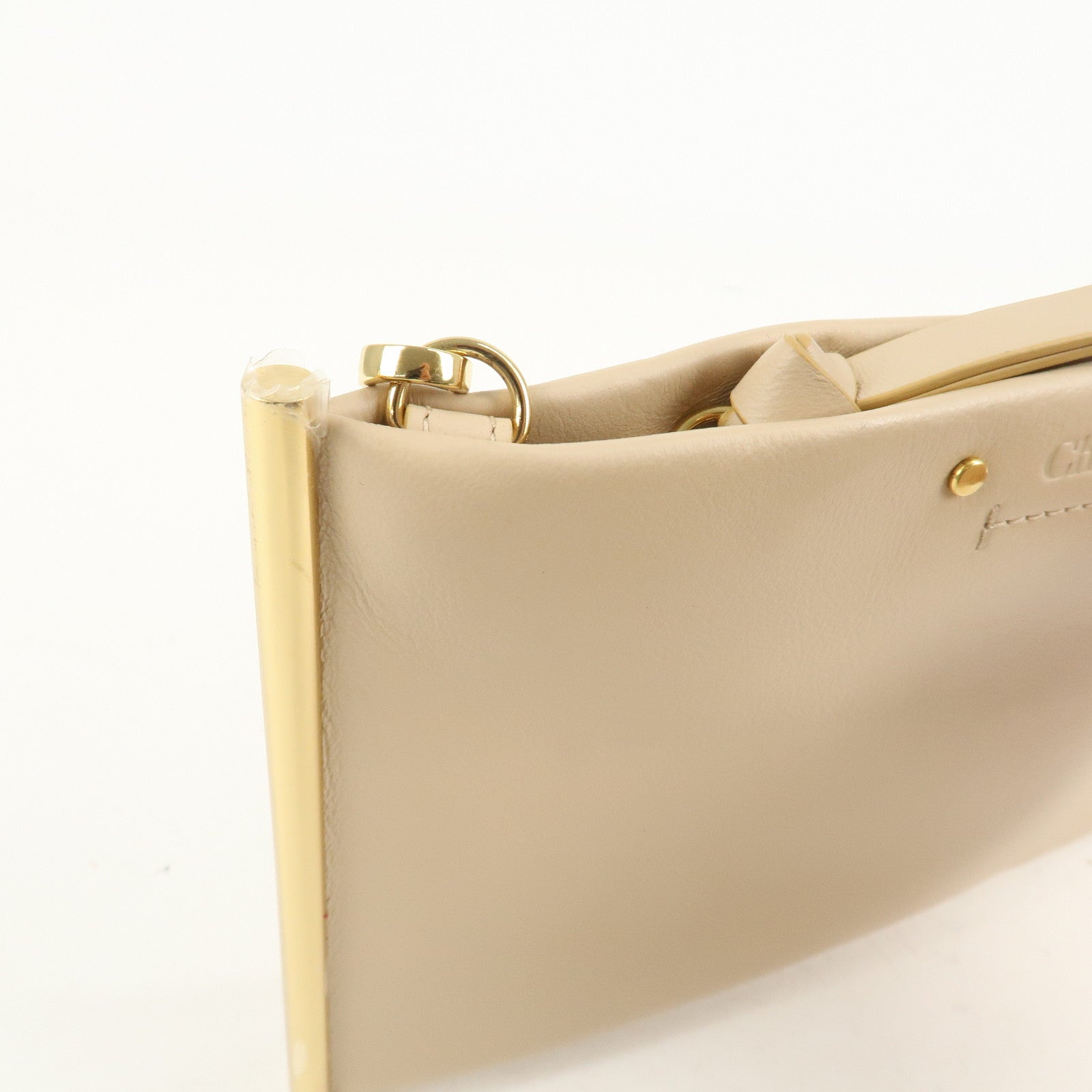 Chloe Leather Chain Shoulder Bag  Mini Bag Gold HDW Beige Used