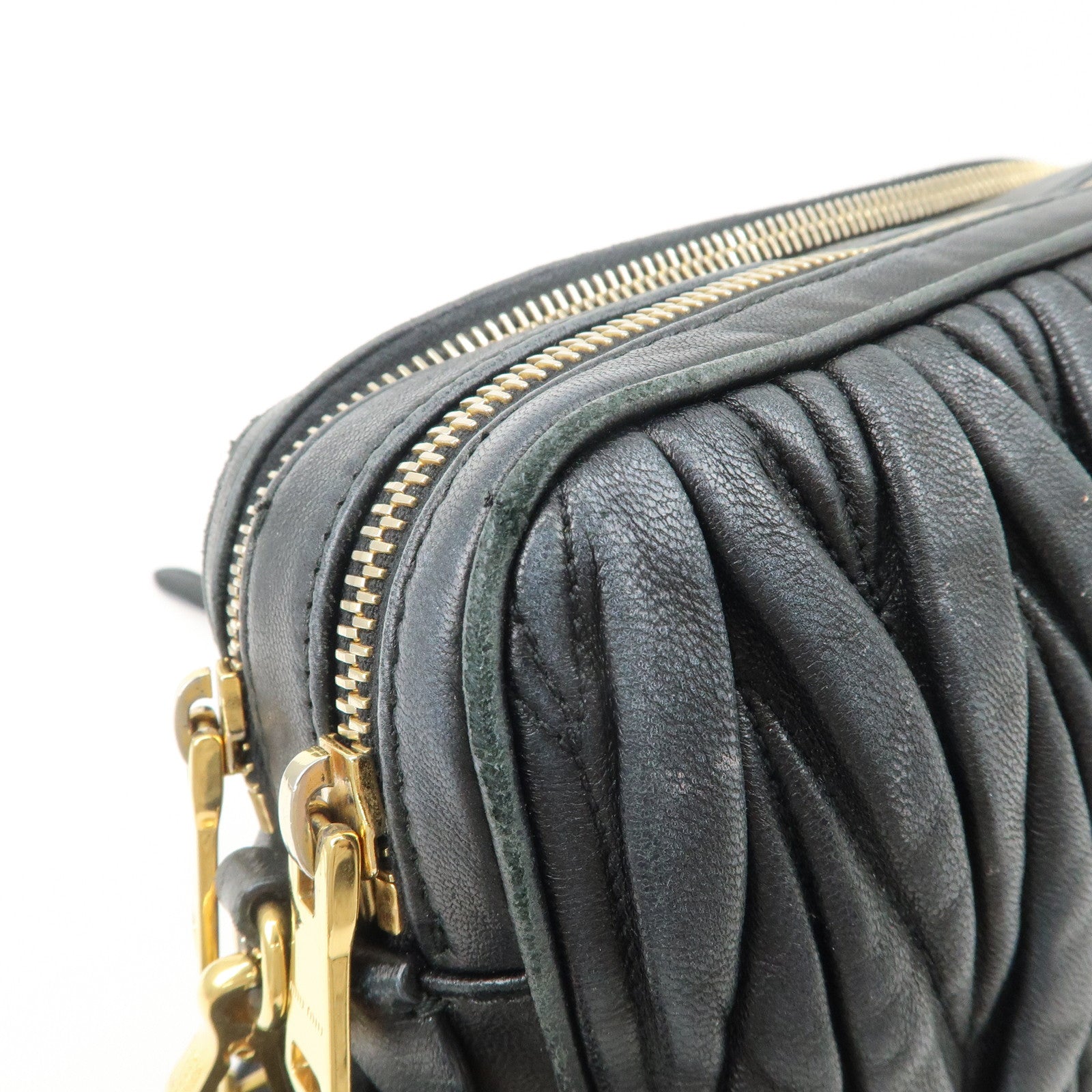 MIU MIU Matelasse Leather Shoulder Bag Black