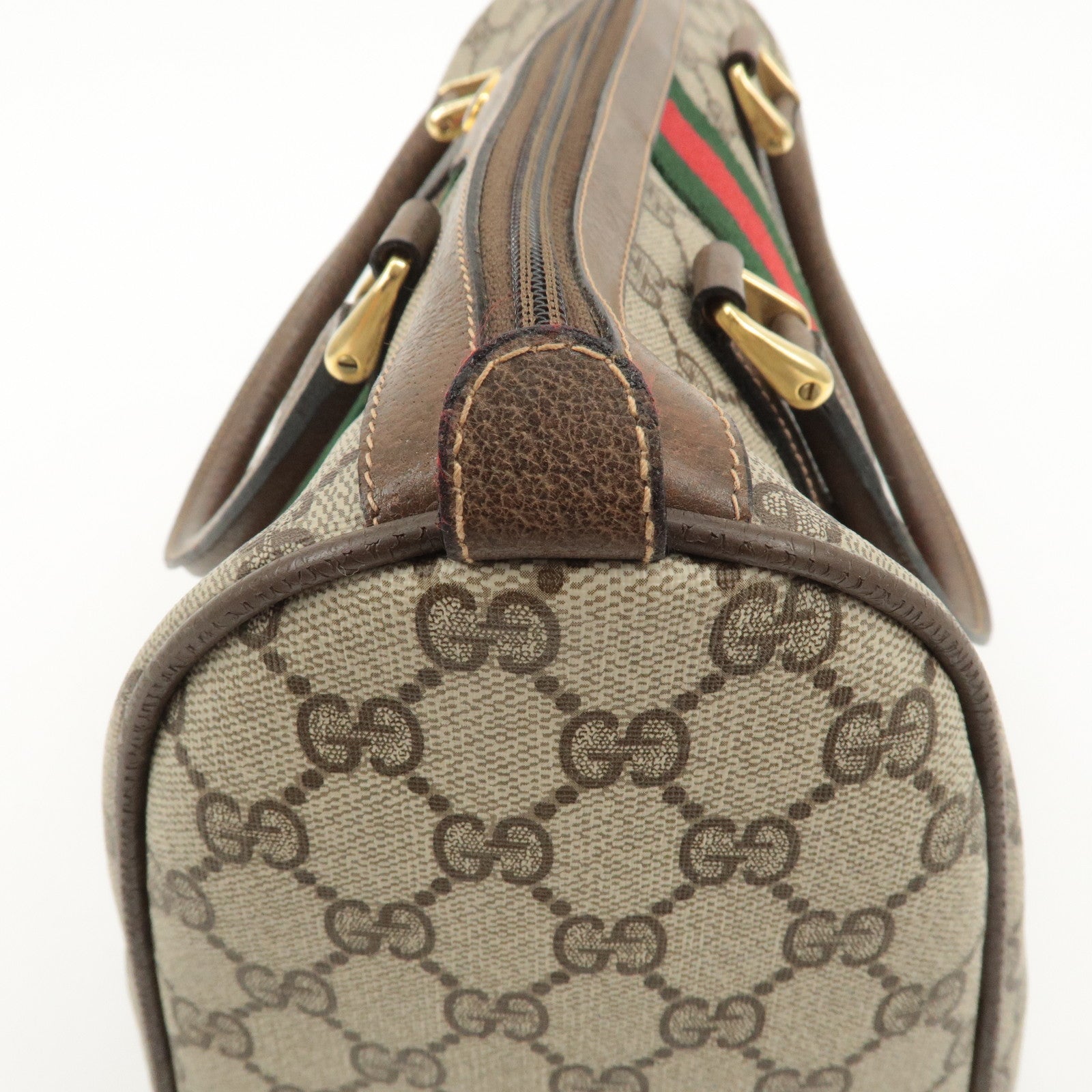 GUCCI Old Gucci Sherry GG Plus Leather Boston Bag 58.02.007