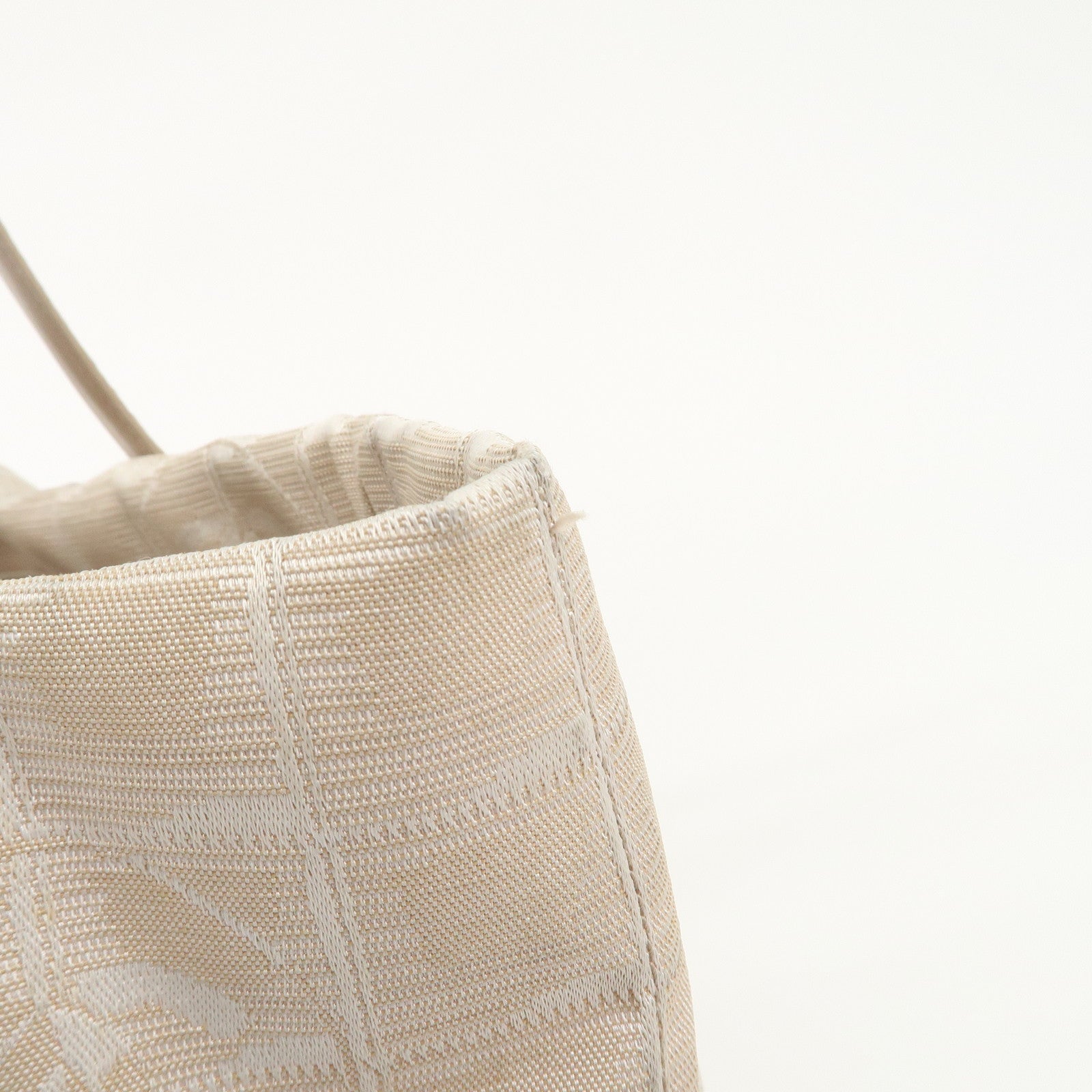 CHANEL New Travel Line Nylon Jacquard Leather Tote Bag Beige A15991 Used