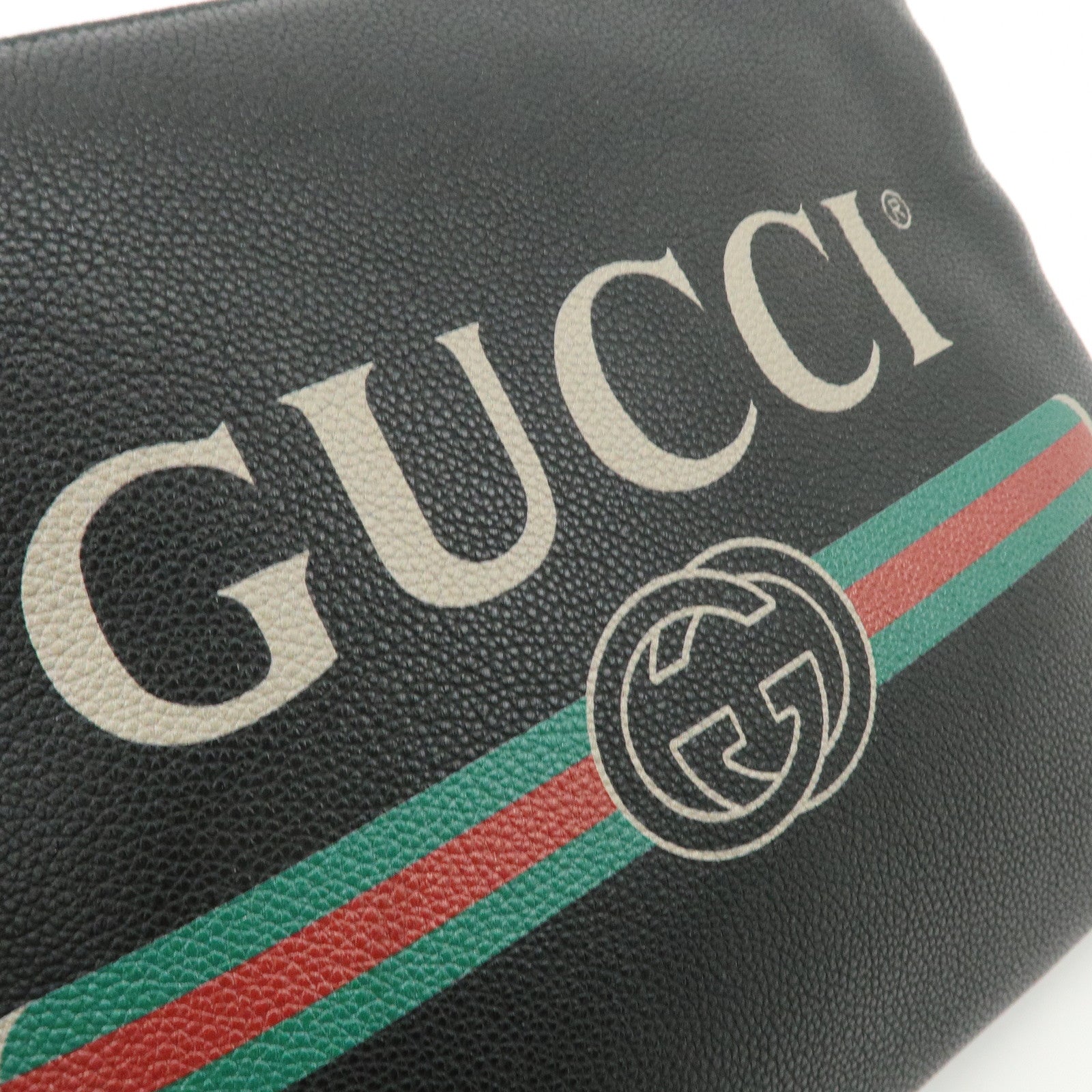 GUCCI Leather Portfolio Medium Clutch Bag Black 572770 Used