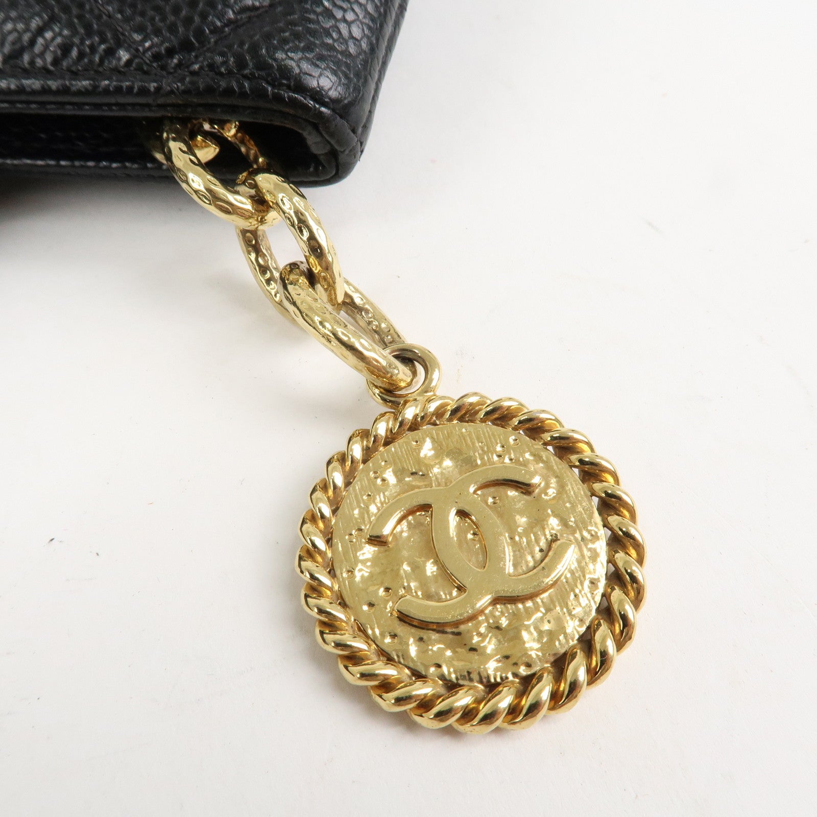 CHANEL Matelasse Caviar Skin Medalion Tote Bag Hand Bag A01804 Used