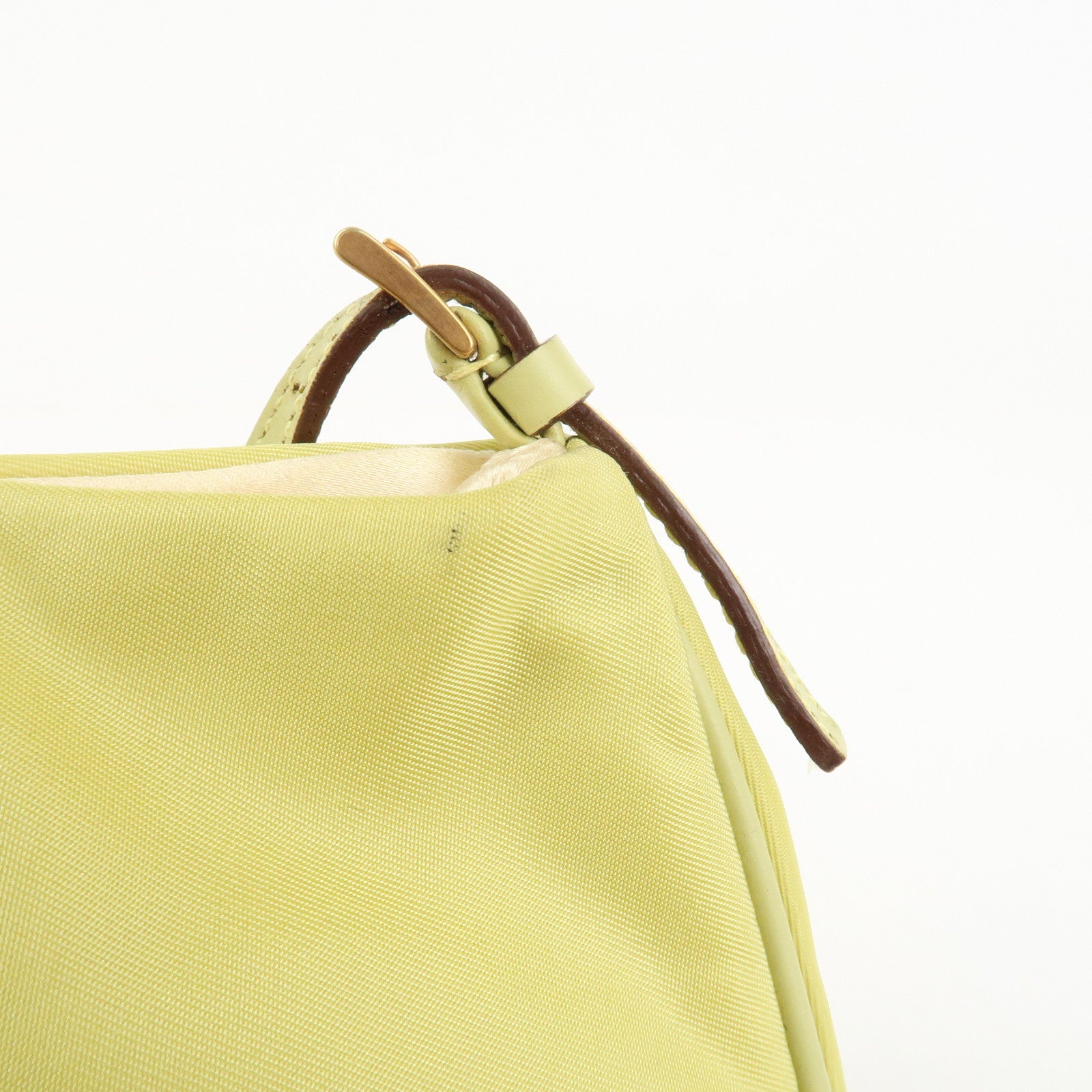 PRADA Nylon Leather Chain Shoulder Bag Yellow BR0105