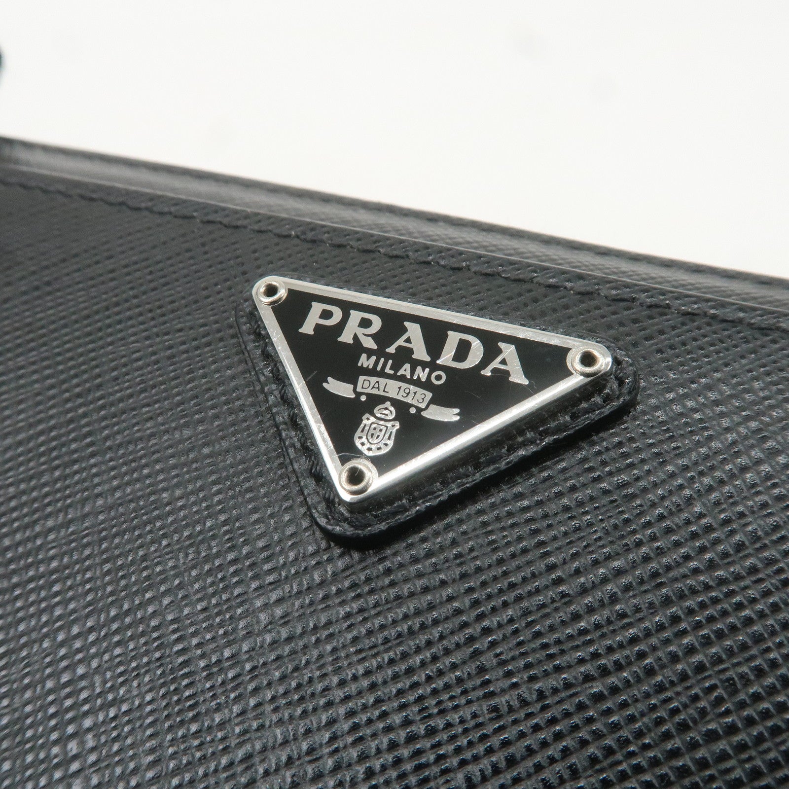 PRADA Saffiano Leather Round Zipper Long Wallet with Phone Pocket