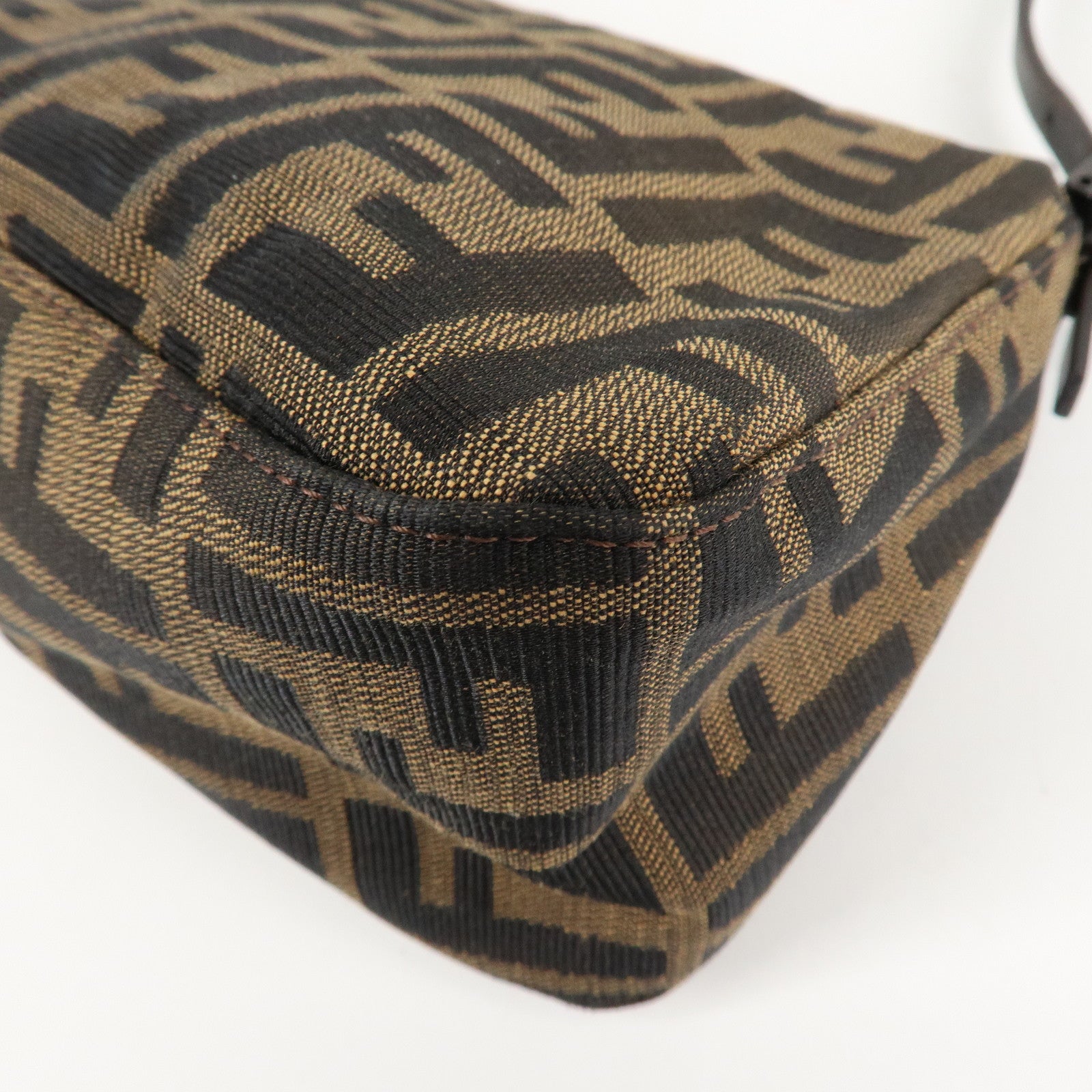 FENDI Mini Mamma Baguette Zucca Shoulder Bag Black Brown 8BR180 Used
