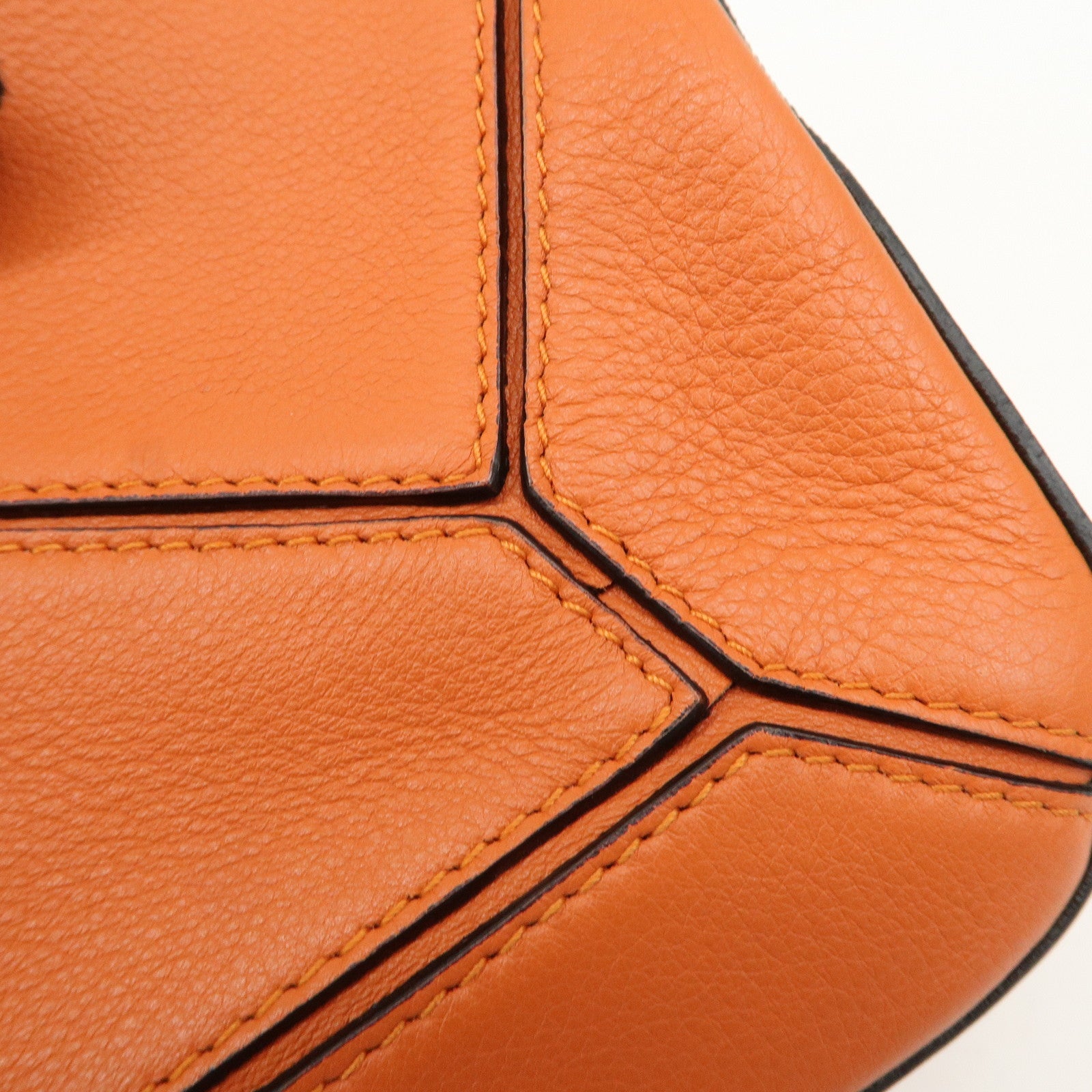 LOEWE Leather Puzzle Bag Small Hand Bag Orange Used