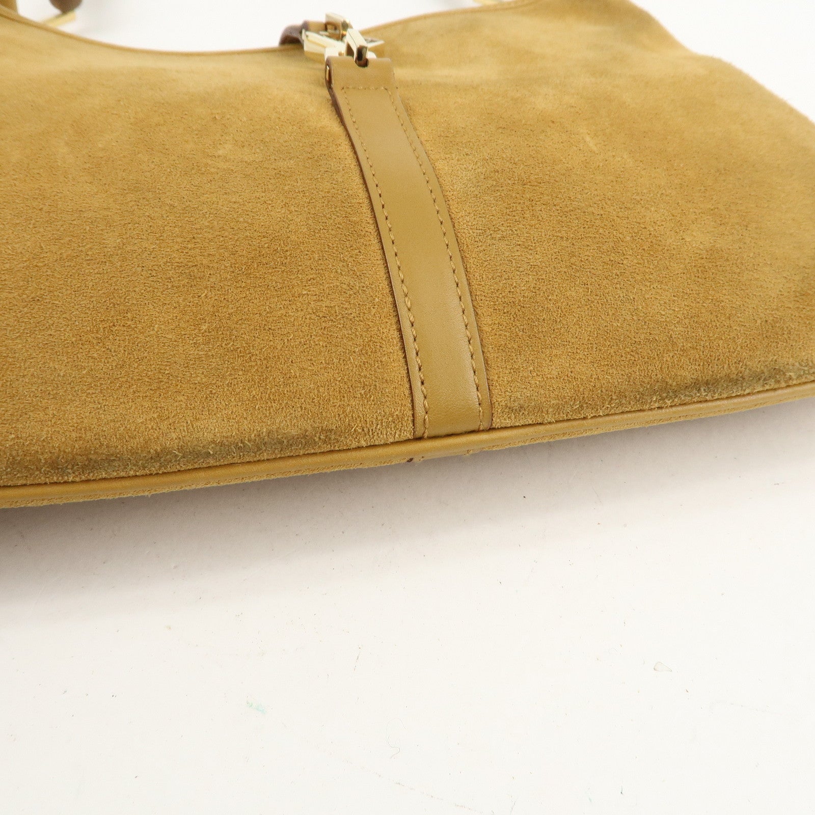 GUCCI Bamboo Suede Leather Shoulder Bag Mustard 001.4060