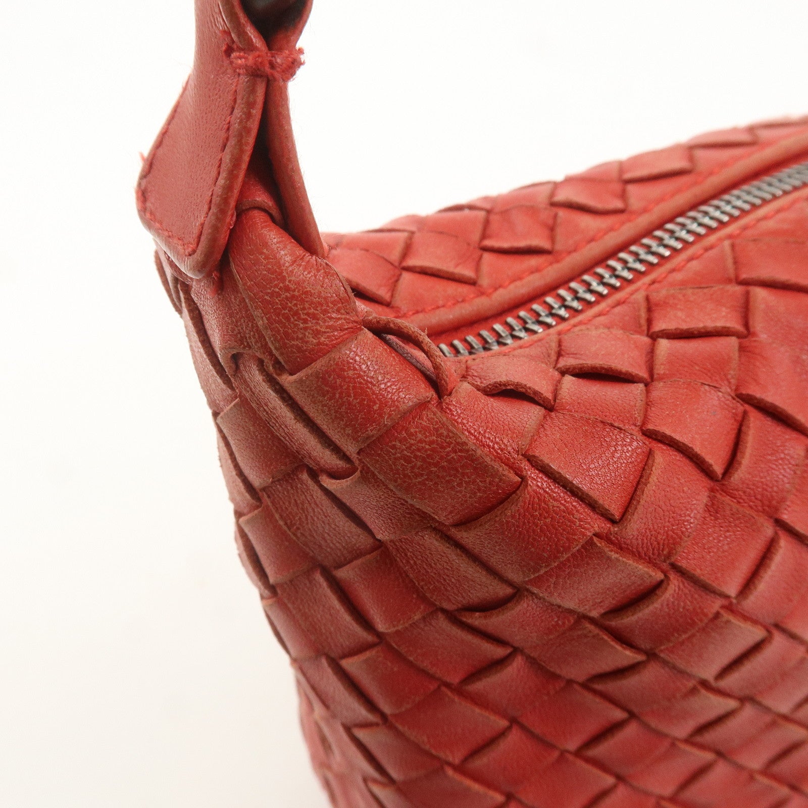 BOTTEGA VENETA Intrecciato Leather Shoulder Bag Red 239988