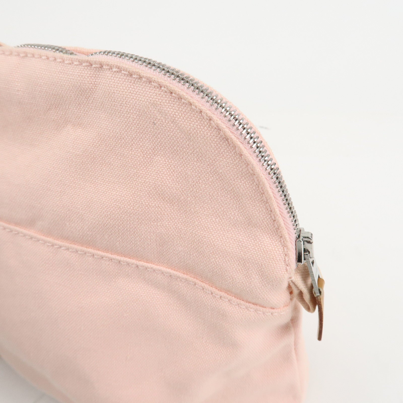 HERMES Canvas Leather Bolide PM Pouch Cosmetic Pouch Pink