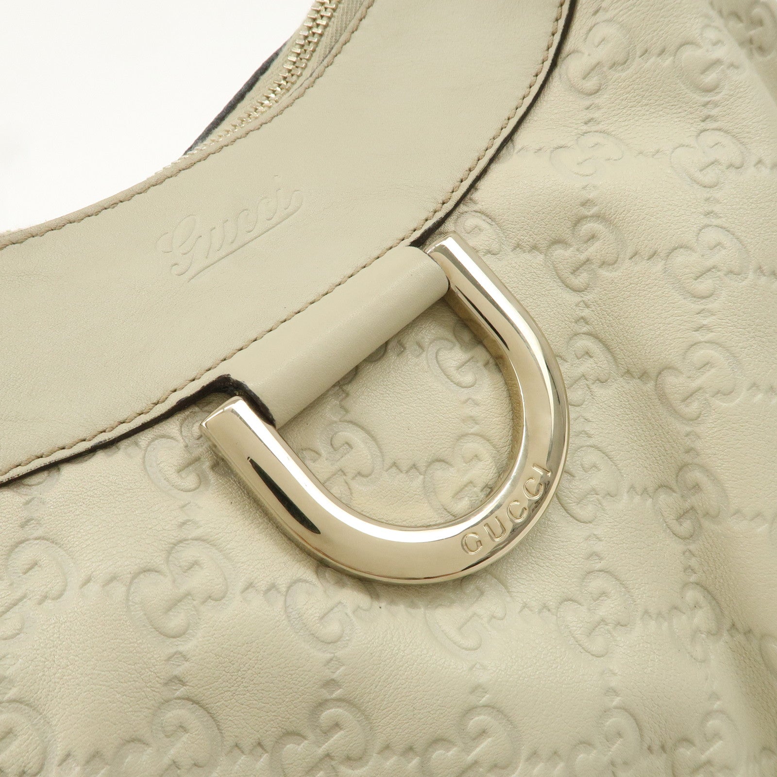 GUCCI Abbey Leather Shoulder Bag Ivory 189833