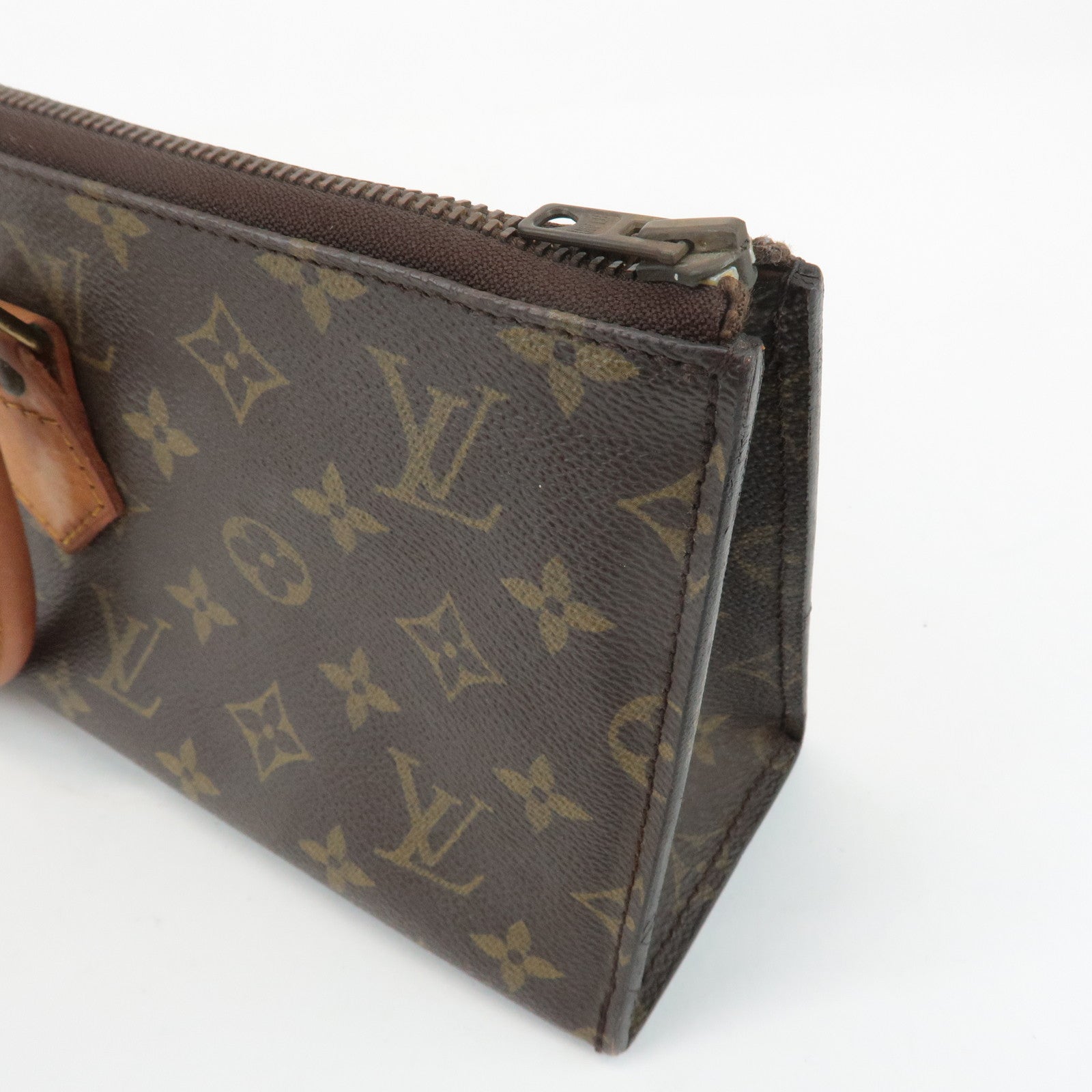 Louis Vuitton Monogram Sac Triangle Hand Bag Brown M51360 Used