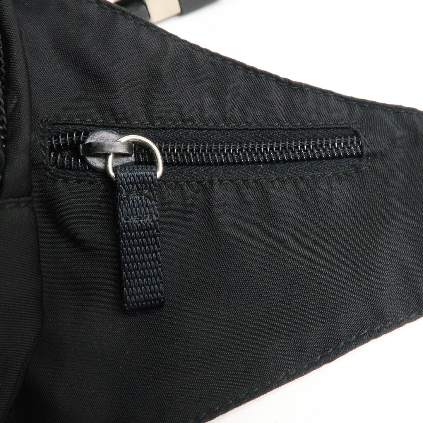 PRADA Nylon Leather Waist Bag Back Silver Hardware