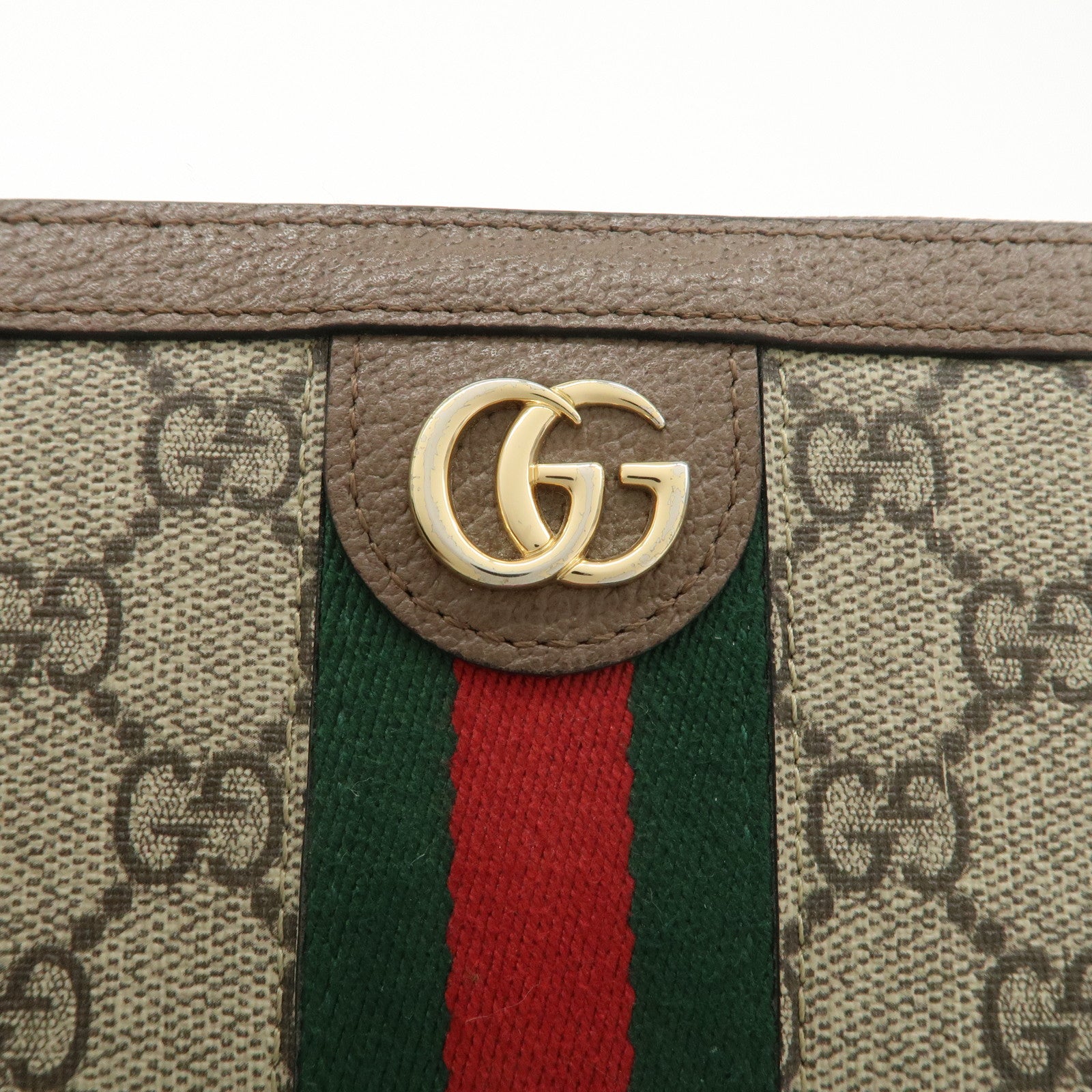 GUCCI Ophidia Sherry GG Supreme Leather Round Zipper Wallet 523154