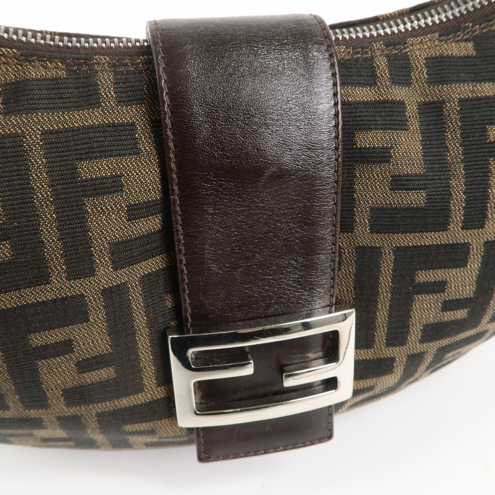 FENDI Zucca Canvas Leather One Shoulder Bag 916321001