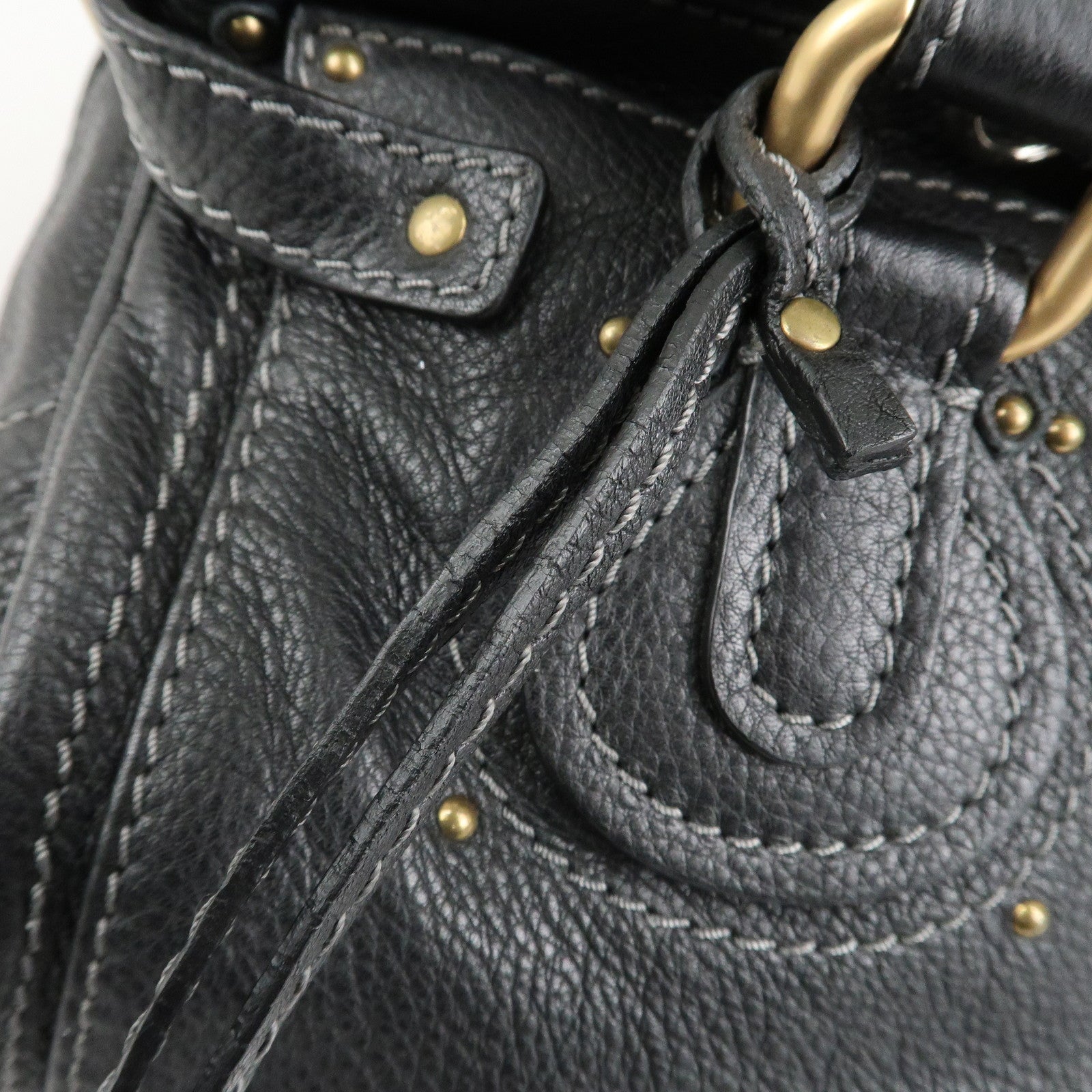 Chloe Paddington Leather Hand Bag Shoulder Bag Medium Black Used