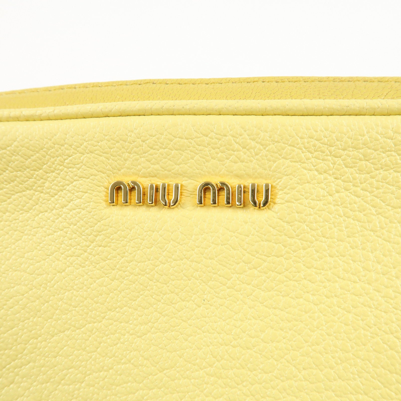 MIU MIU Leather MADRAS BICOLORE Shoulder Bag Yellow RT0539 Used