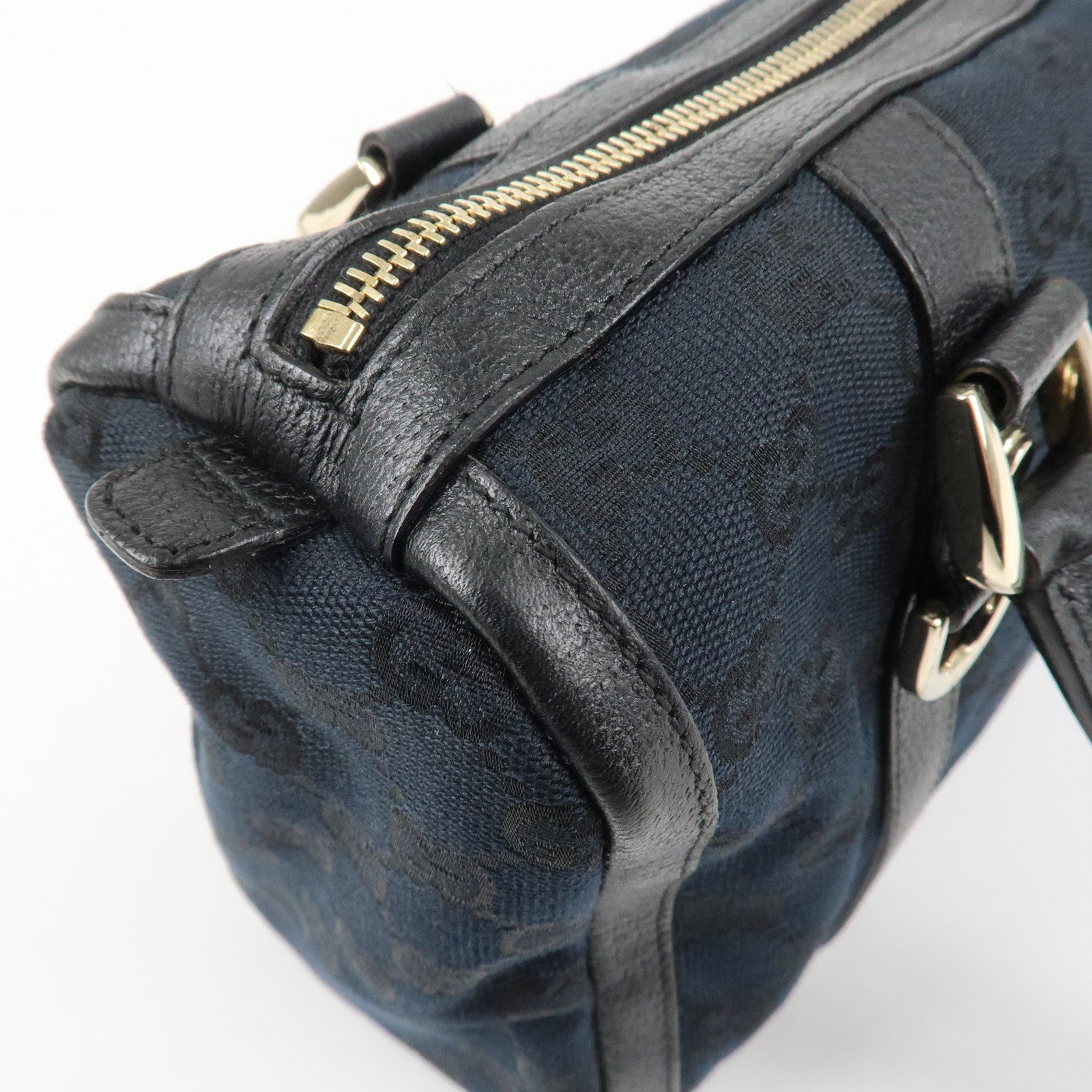 GUCCI Abbey GG Canvas Leather Mini Boston Bag Black 130942 Used