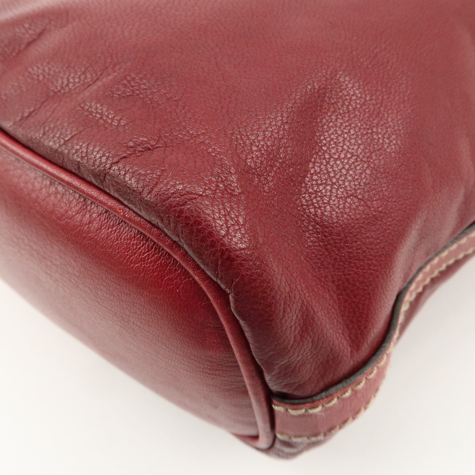 GUCCI New Brit Leather Shoulder Bag Red 182491 Used