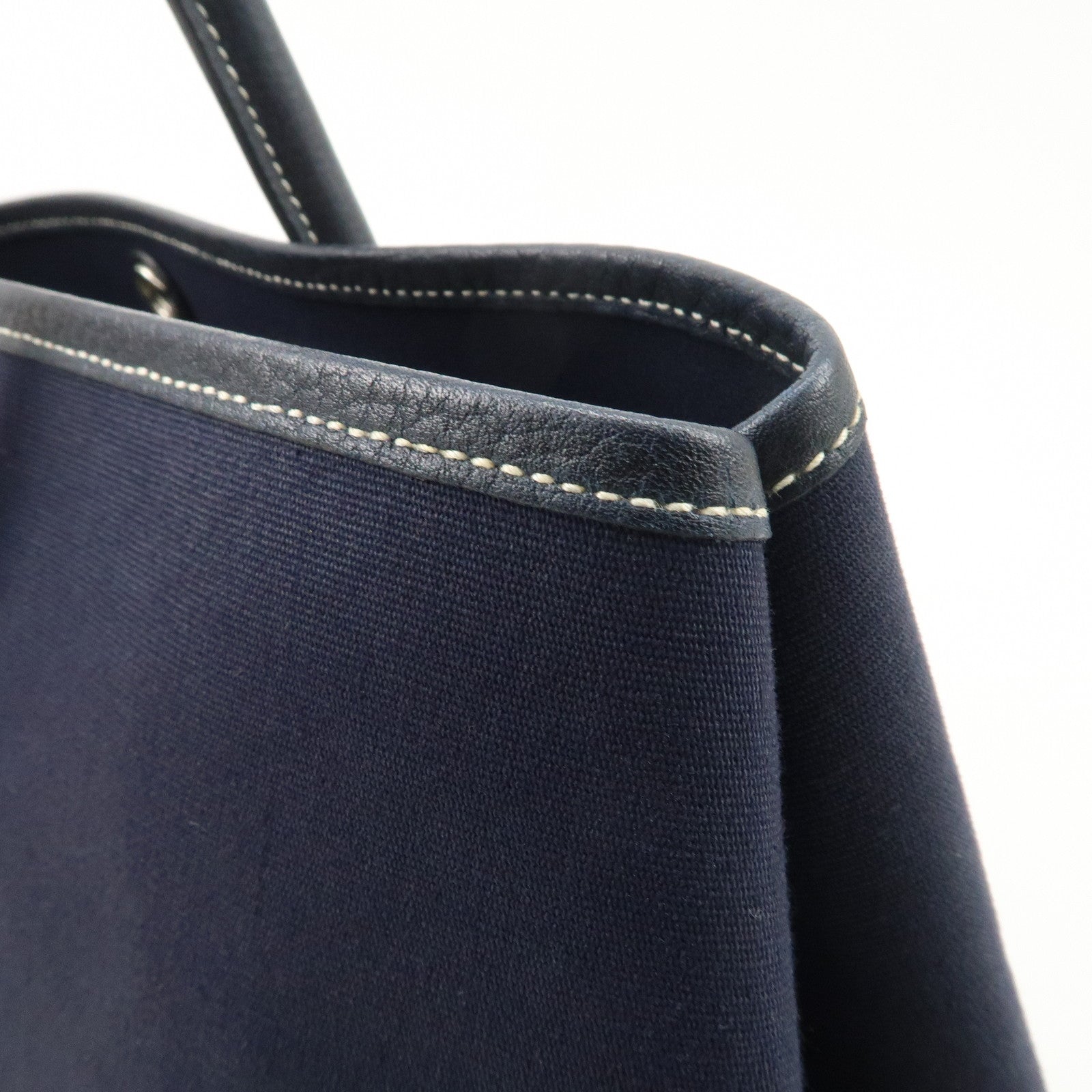 HERMES Toile Officier Leather Garden Party Tote Bag I Stamped Used