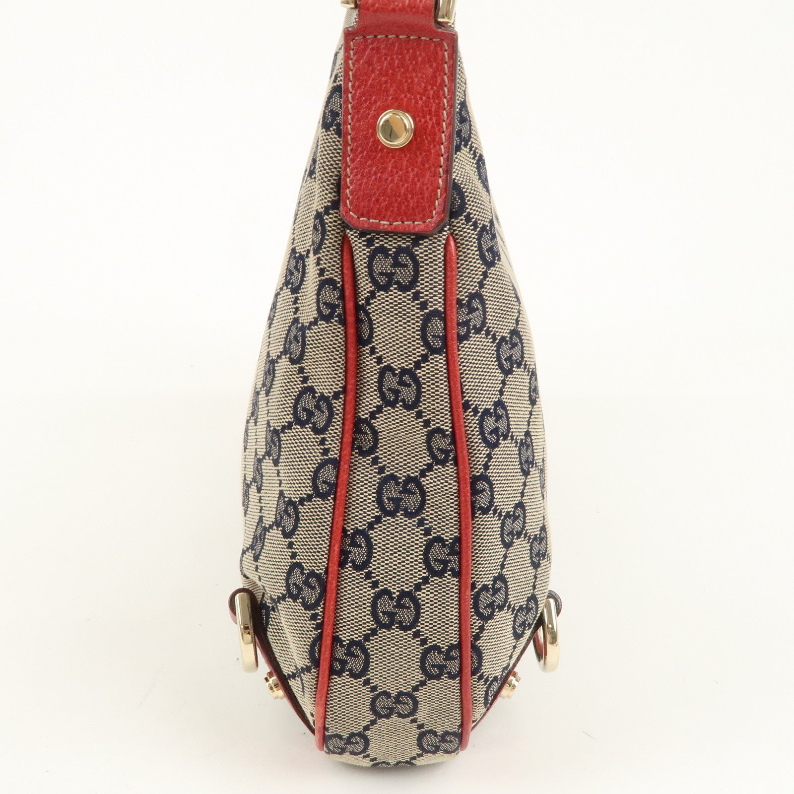 GUCCI Abbey GG Canvas Leather Shoulder Bag Beige Navy 130738