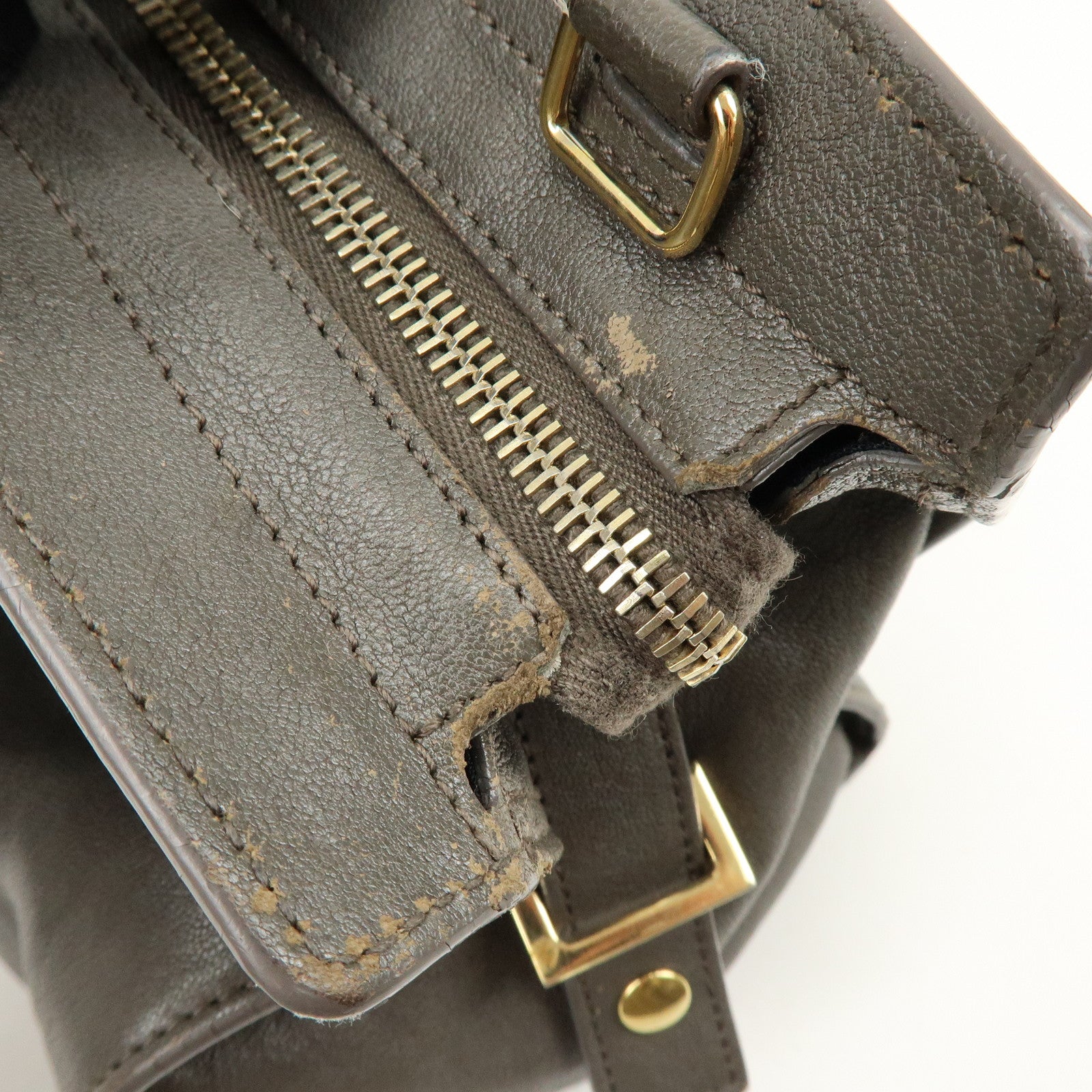 SAINT LAURENT PARIS Cabas Chyc Leather 2WAY Bag Gray 370699