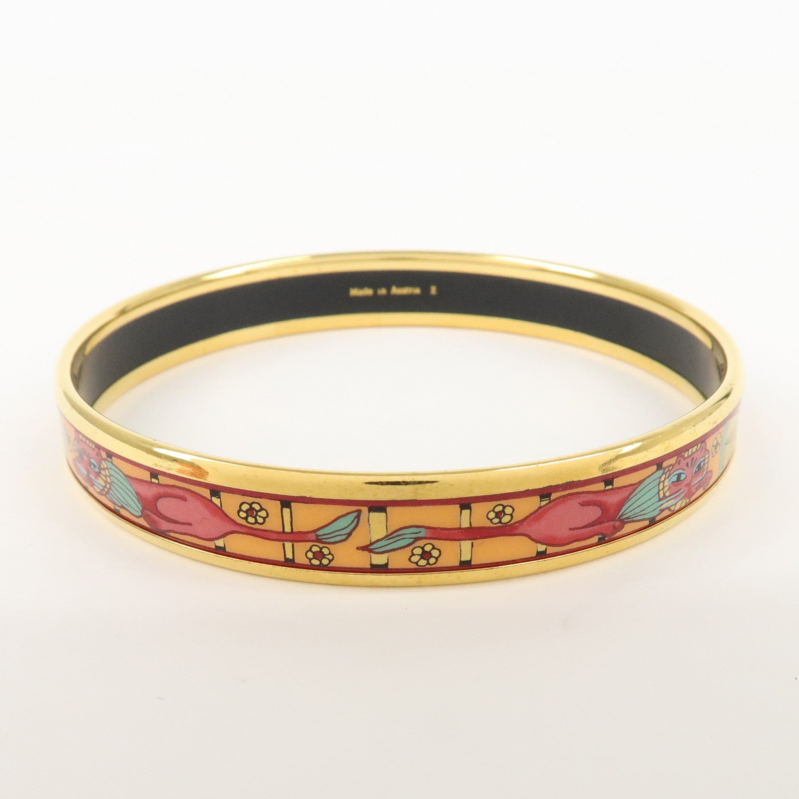 HERMES Email PM Bangle Bracelet Cloisonne Enamel Z Stamped Multicolor Used